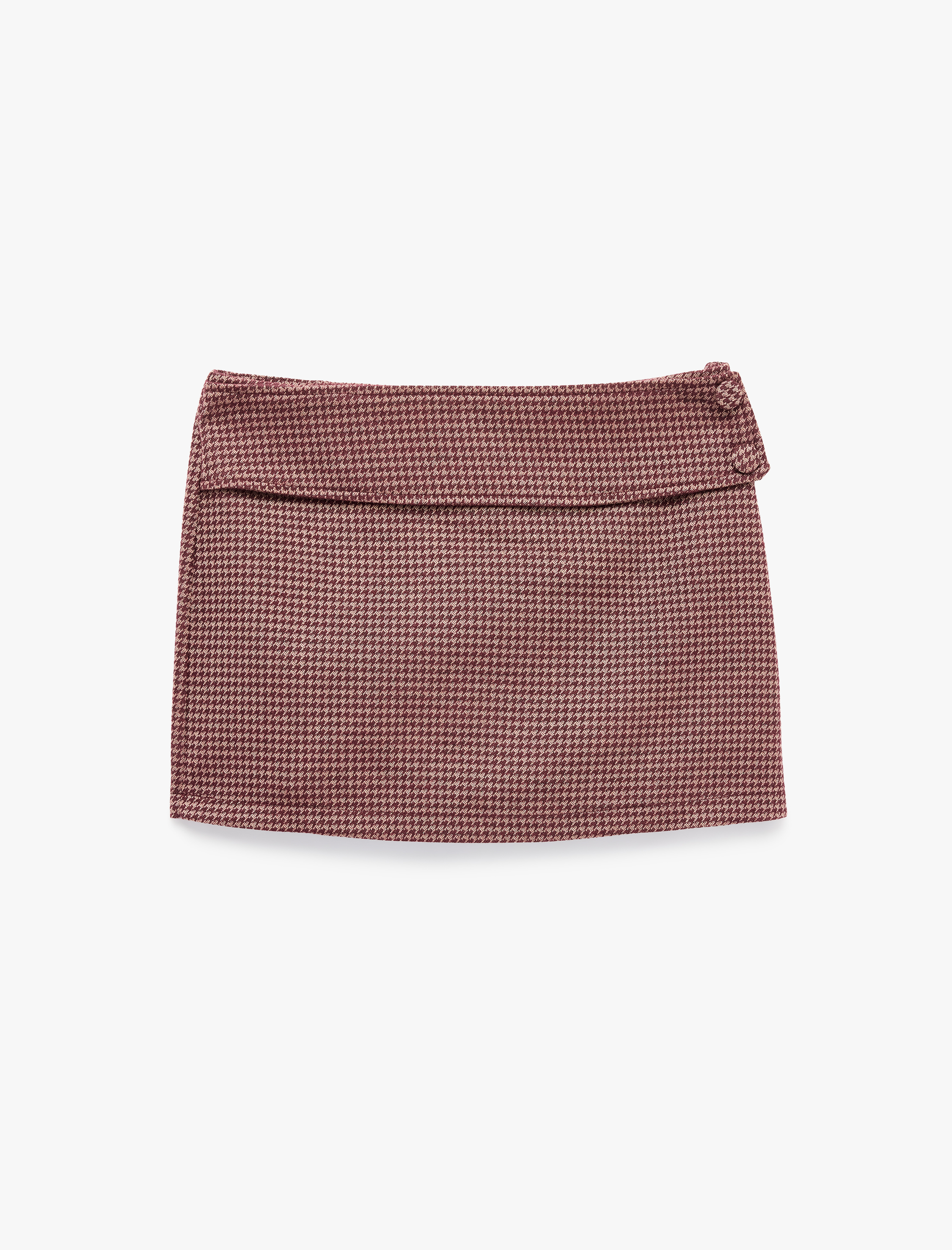   Cepli Slim Fit Kazayağı Desenli Mini Şort Etek
