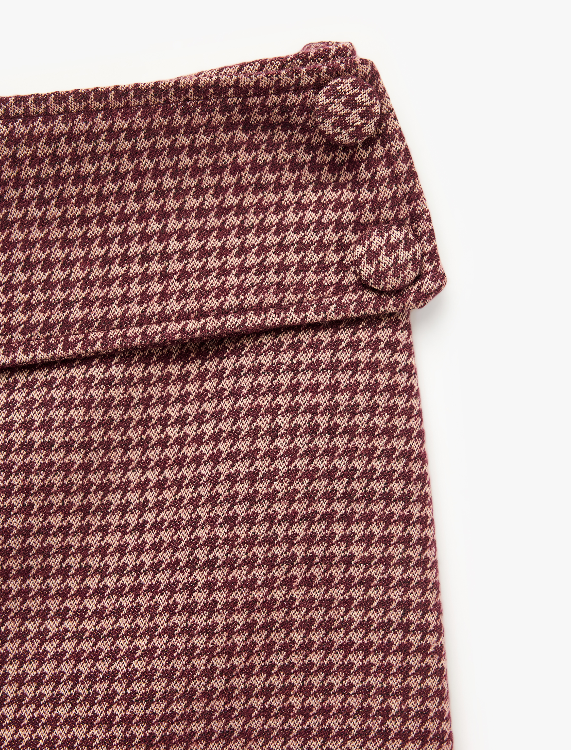   Cepli Slim Fit Kazayağı Desenli Mini Şort Etek