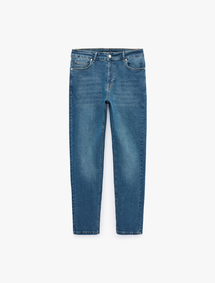  Normal Bel Pamuklu 5 Cepli Slim Fit Jean Pantolon - Brad Jean