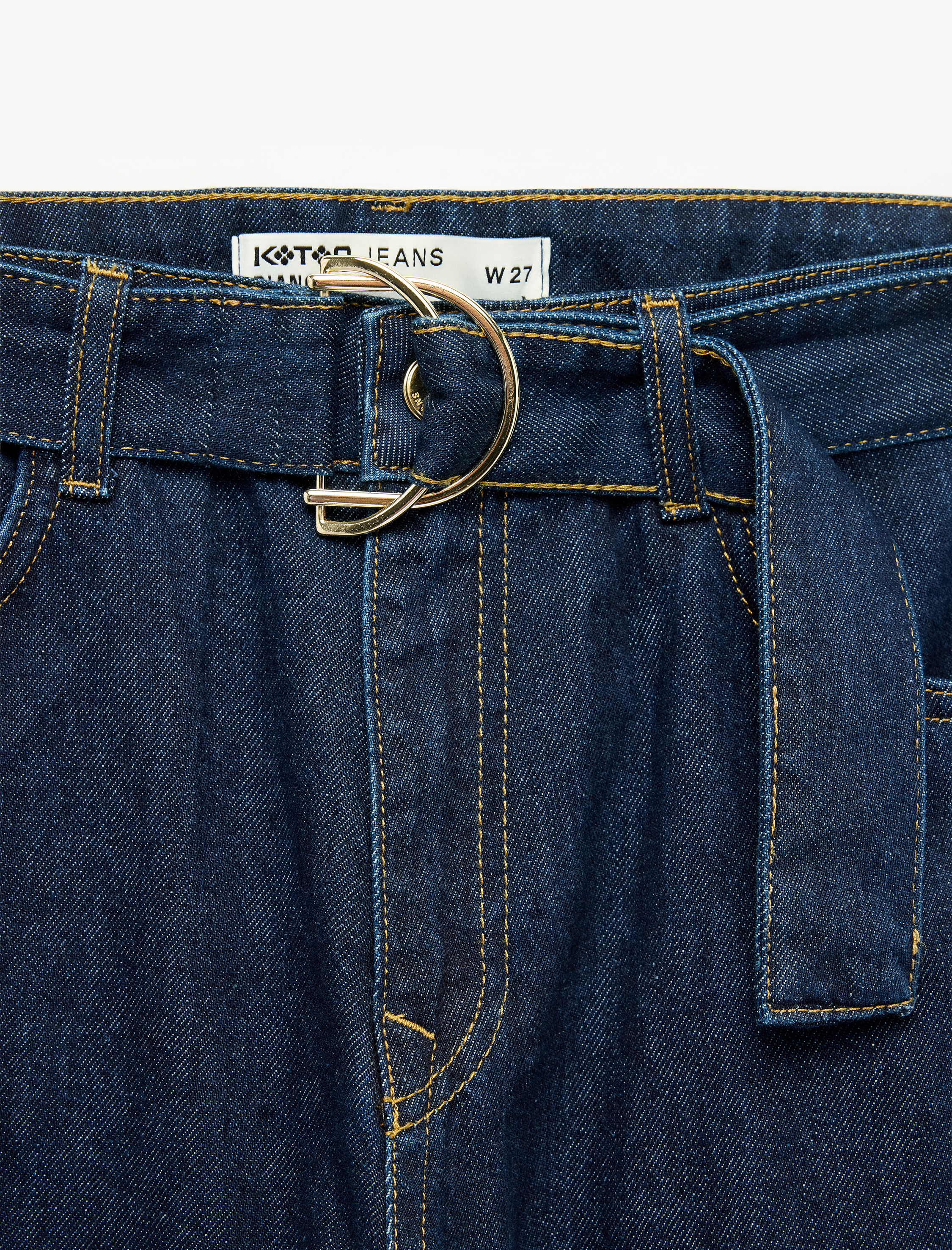   Kemerli Cepli Regular Fit Pamuklu Geniş Paça Denim Pantolon - Wide Leg Jeans