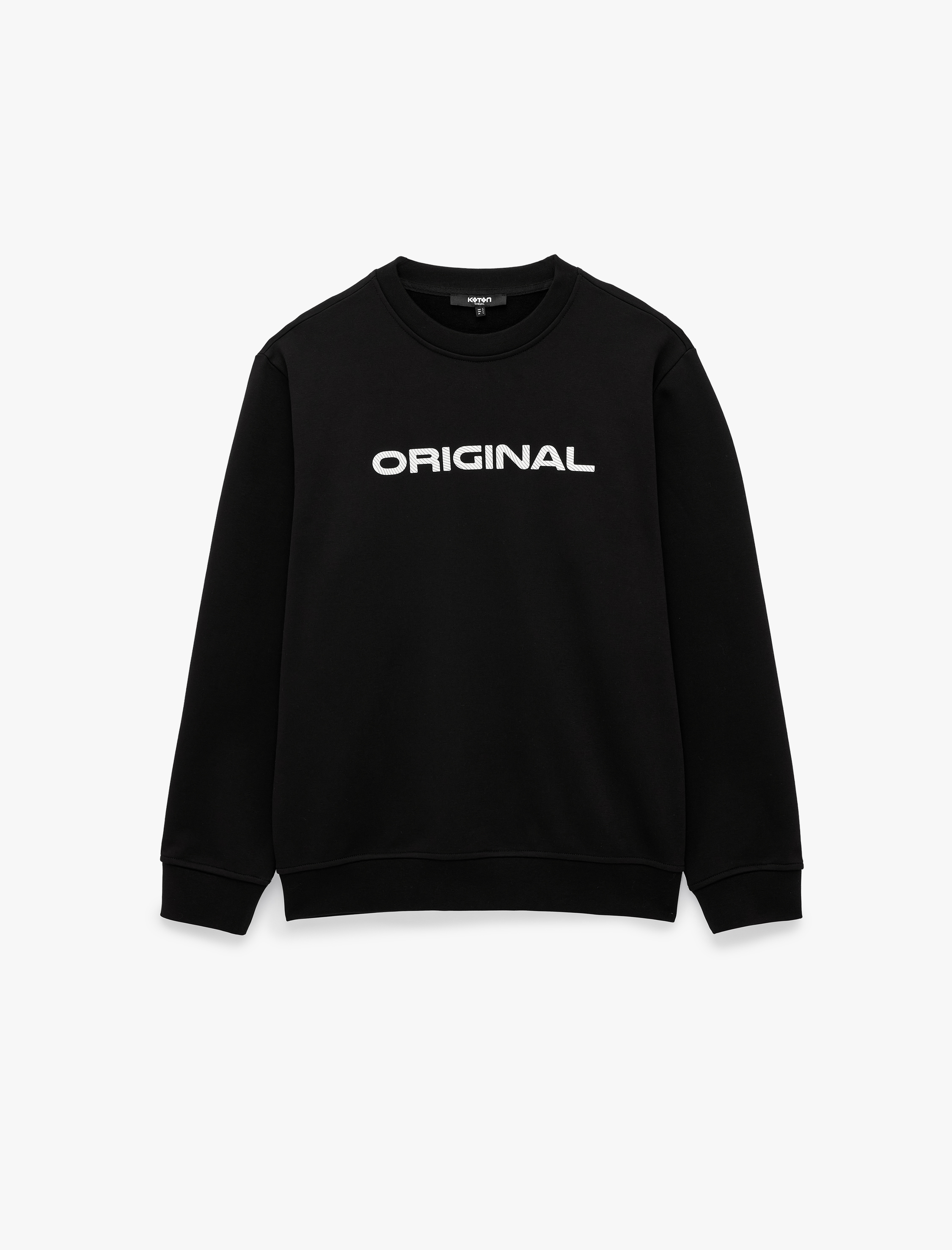   Uzun Kollu Pamuklu Üç İplik Şardonlu Bisiklet Yaka Baskılı Sweatshirt