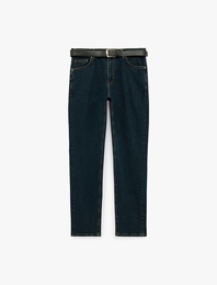 Kemerli Pamuklu Beş Cepli Slim Fit Jean Pantolon - Brad Jean