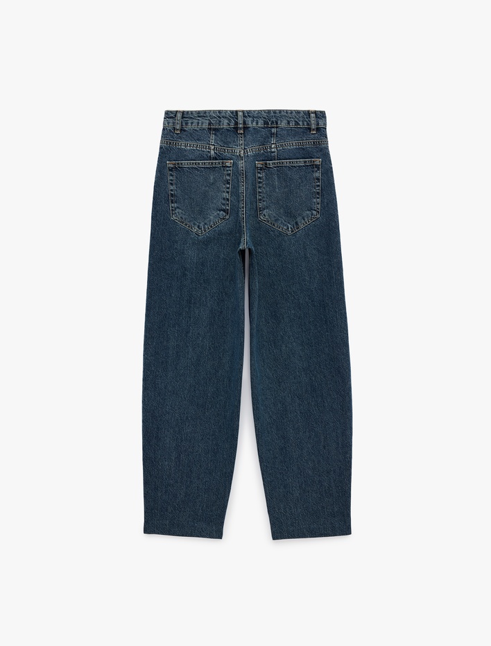  Cepli Regular Fit Pamuklu Bilek Boy Tapered Denim Pantolon - Tapered Jeans