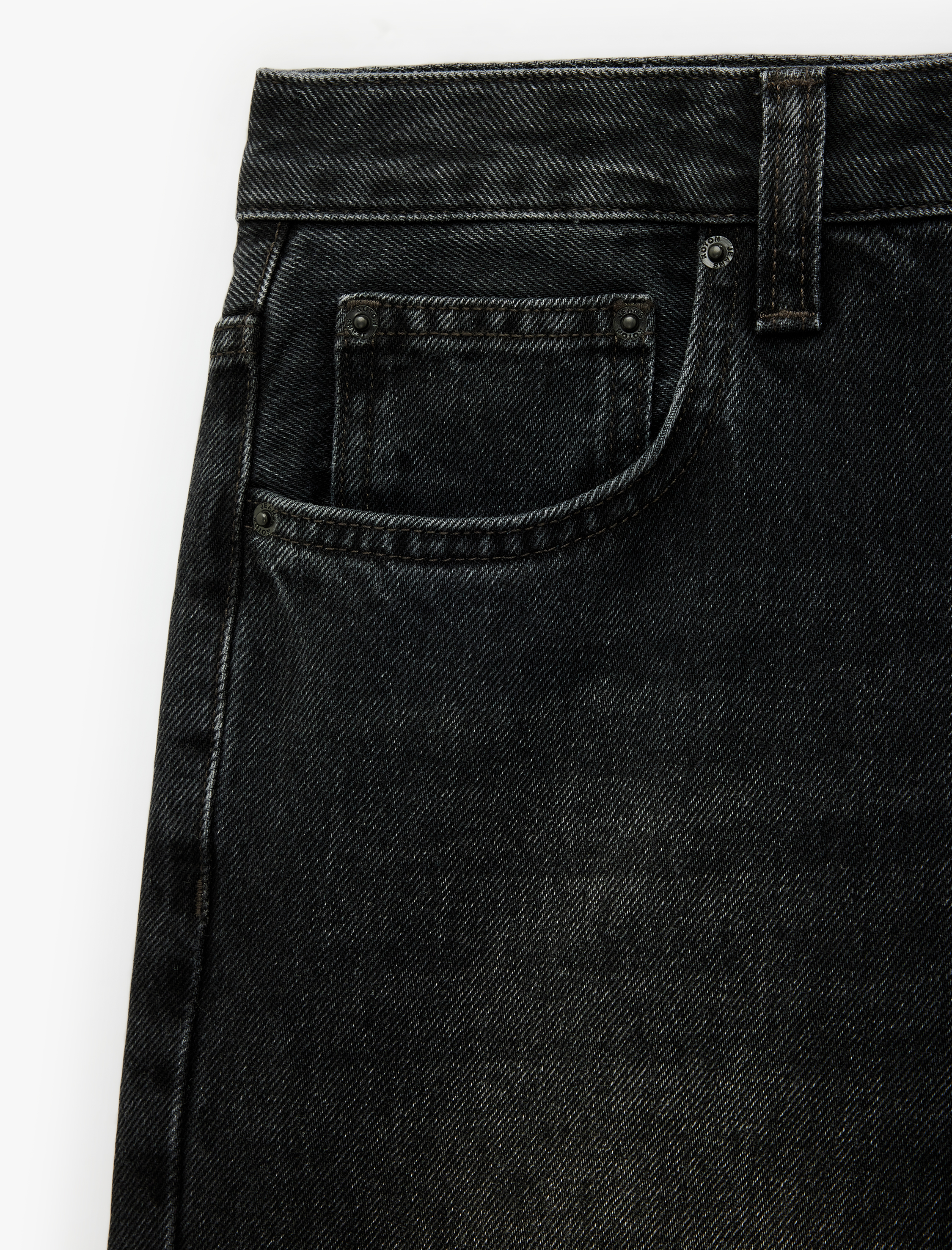   Cepli Düğmeli Yıkamalı Normal Bel Düz Paça Barrel Denim Pantolon - Barrel Jeans