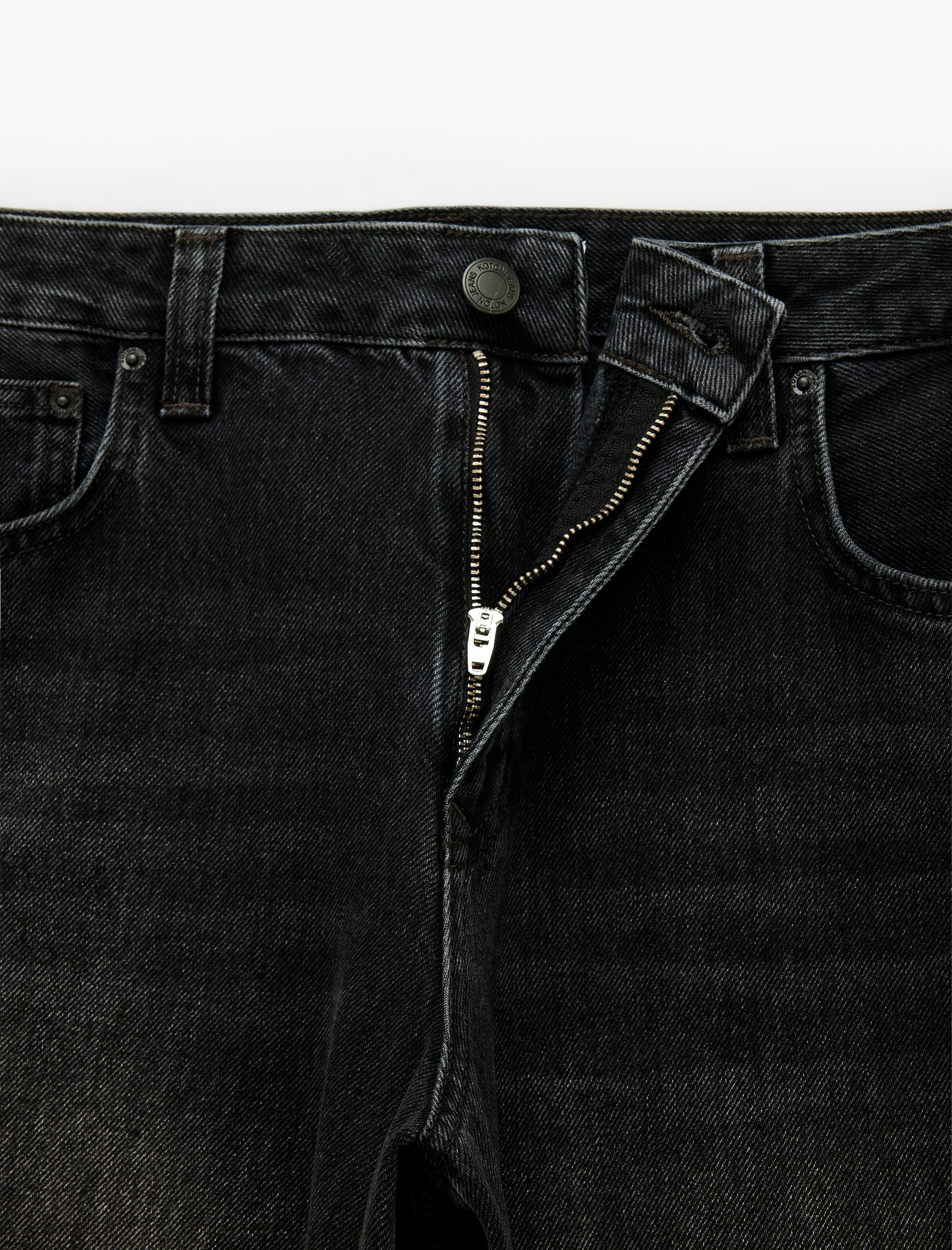   Cepli Düğmeli Yıkamalı Normal Bel Düz Paça Barrel Denim Pantolon - Barrel Jeans