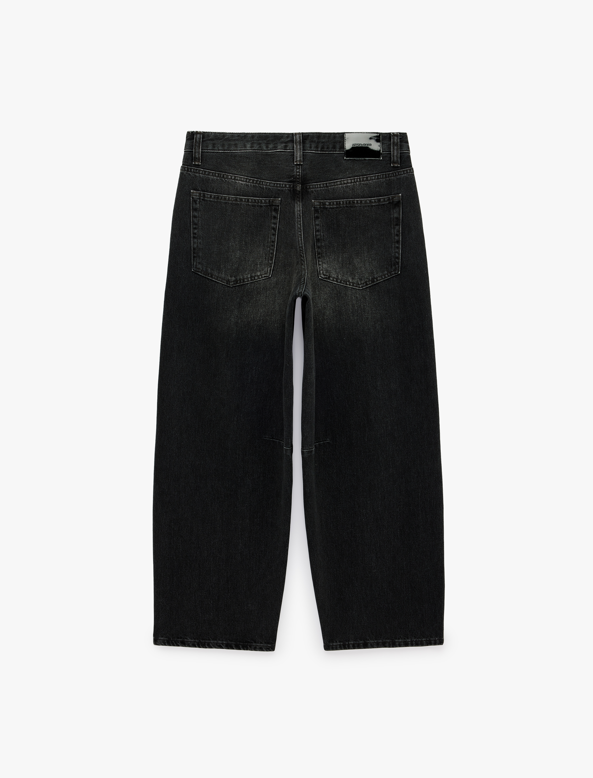   Cepli Düğmeli Yıkamalı Normal Bel Düz Paça Barrel Denim Pantolon - Barrel Jeans
