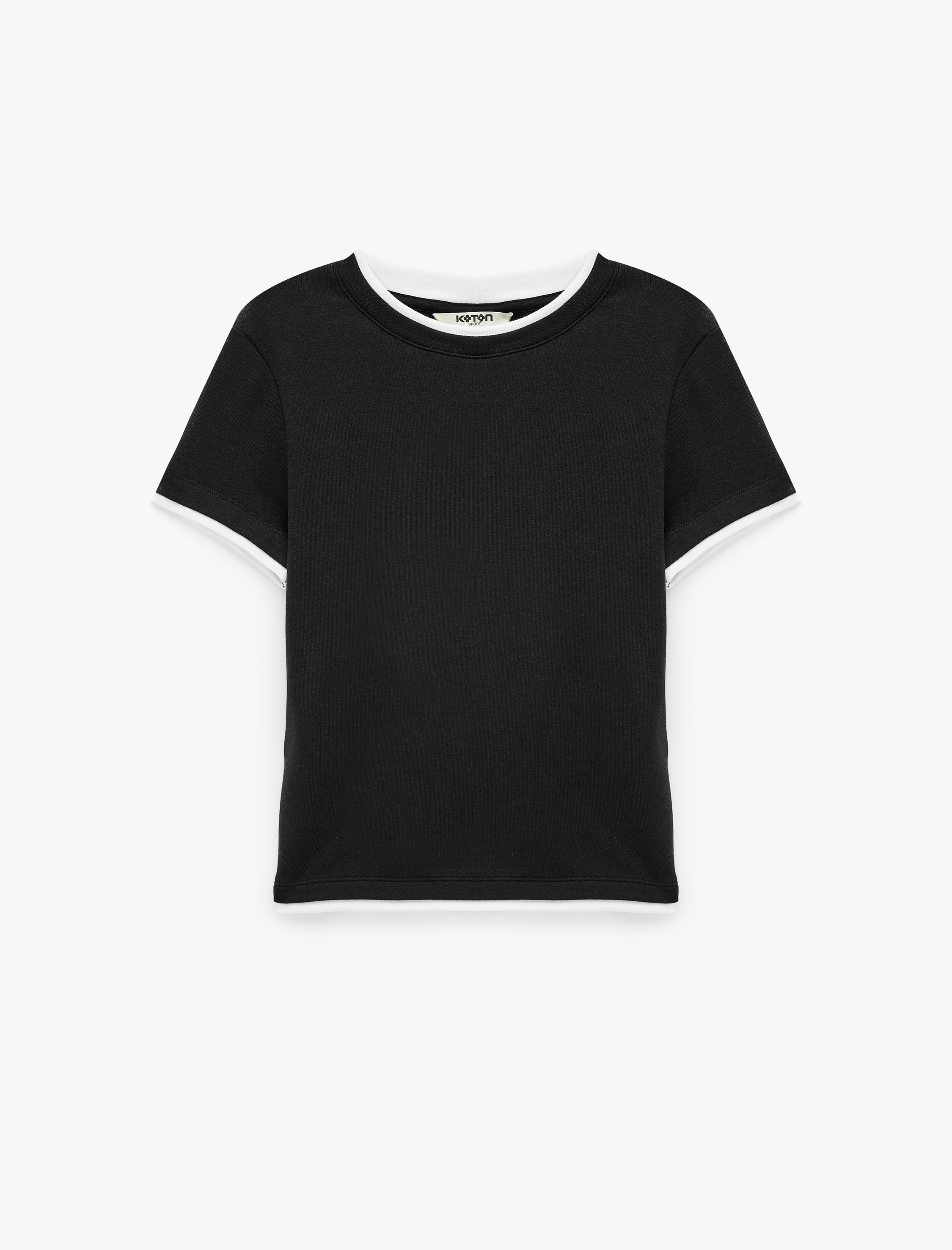   Biyeli Slim Fit Modal Kumaş Kısa Kollu Bisiklet Yaka Spor Tişört