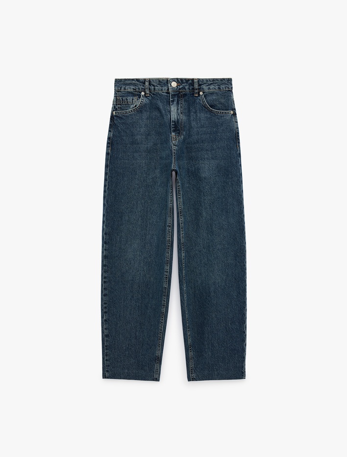  Cepli Regular Fit Pamuklu Bilek Boy Tapered Denim Pantolon - Tapered Jeans