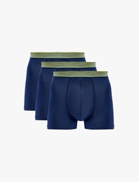 Pamuklu Rahat Kalıp Çizgili Lastikli 3'lü Boxer Seti