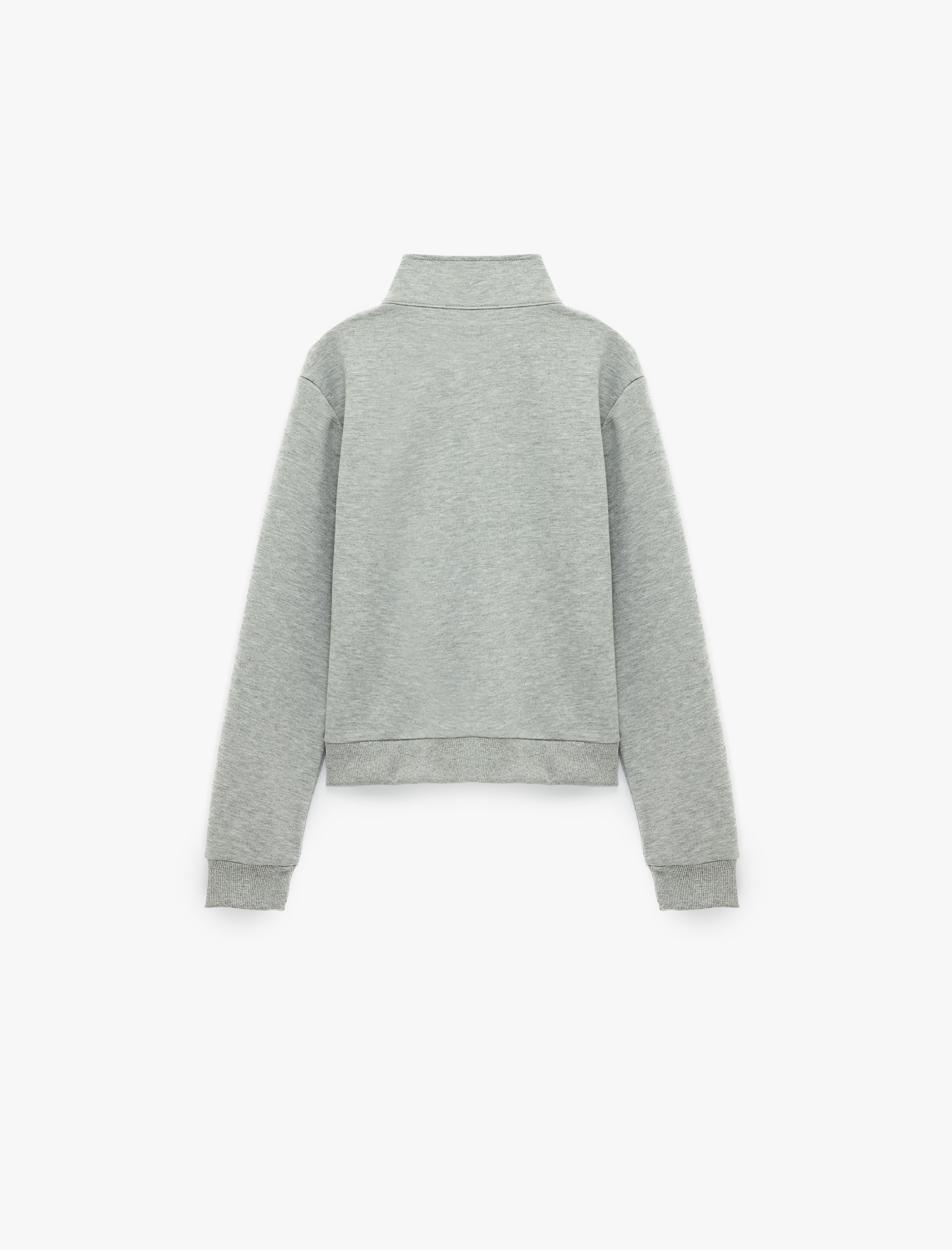   Slim Fit Uzun Kollu Dik Yaka Sweatshirt Napolyon Kapamalı Fermuarlı