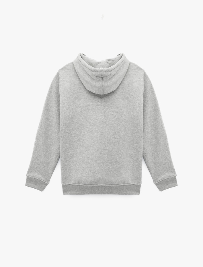  Şardonlu Regular Fit Kapüşonlu Fermuarlı Uzun Kollu Kanguru Cepli Sweatshirt