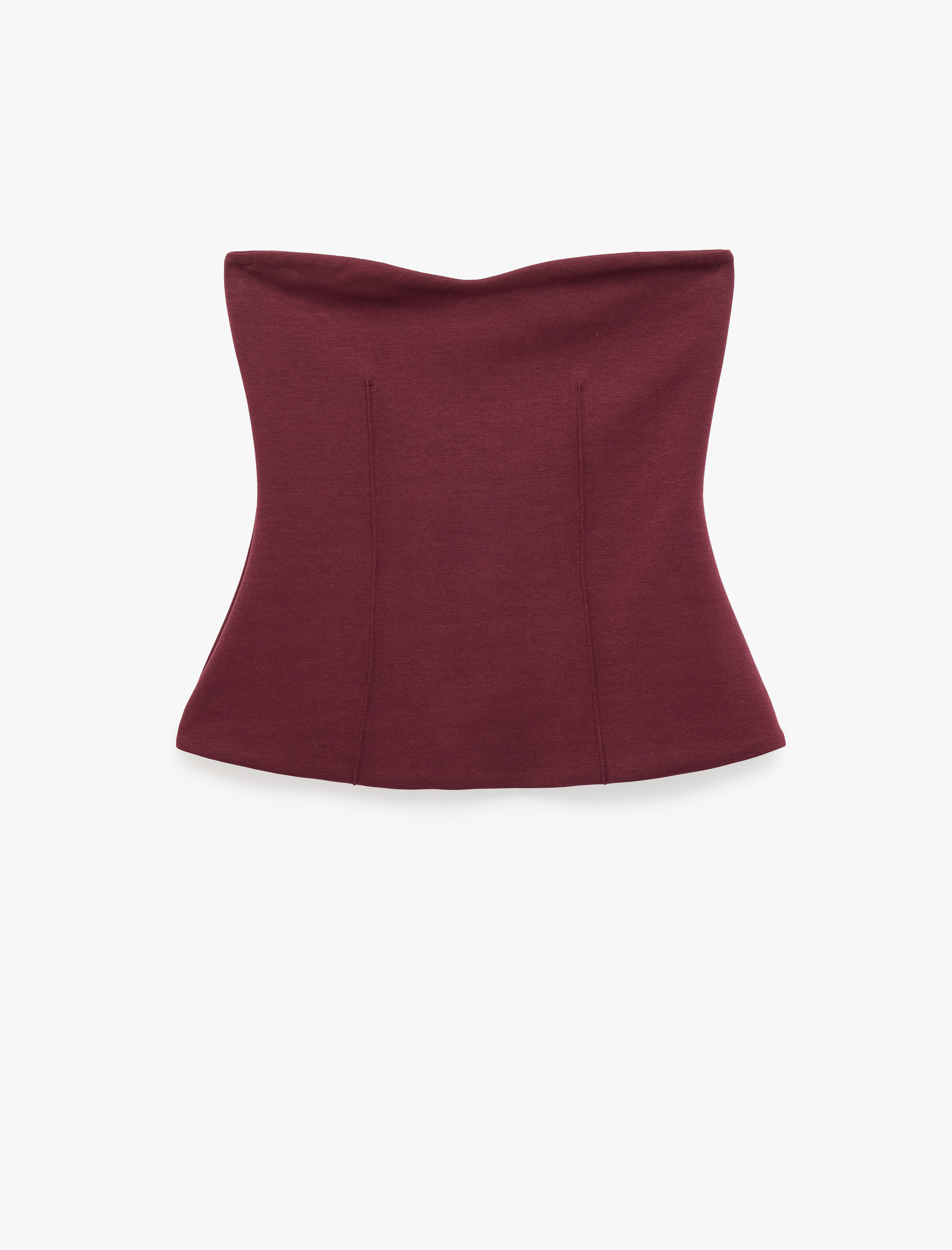   Nervürlü Slim Fit Peplum Straplez Korse