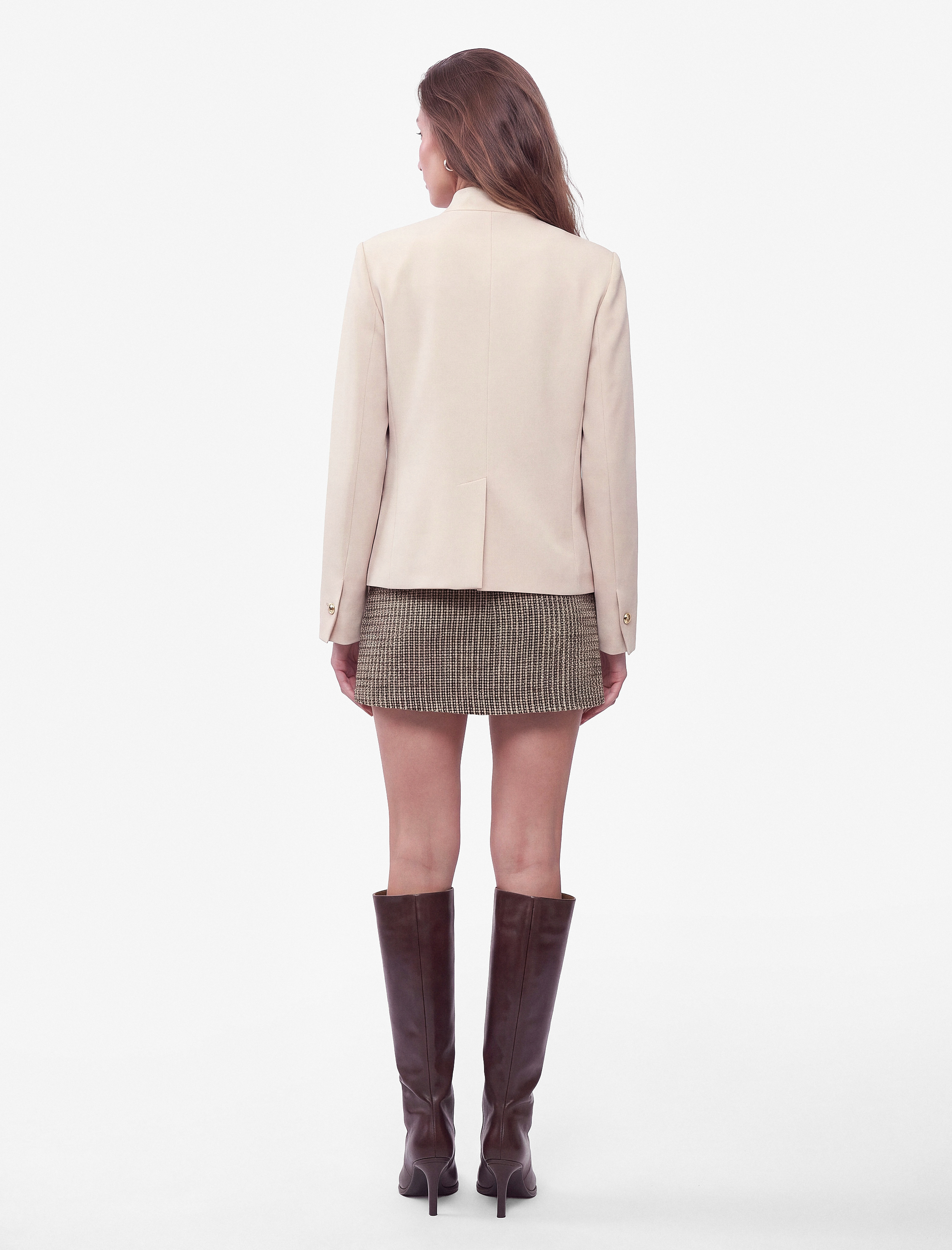  Slim Fit Yün Karışımlı Parıltılı A Kesim Mini Tüvit Etek
