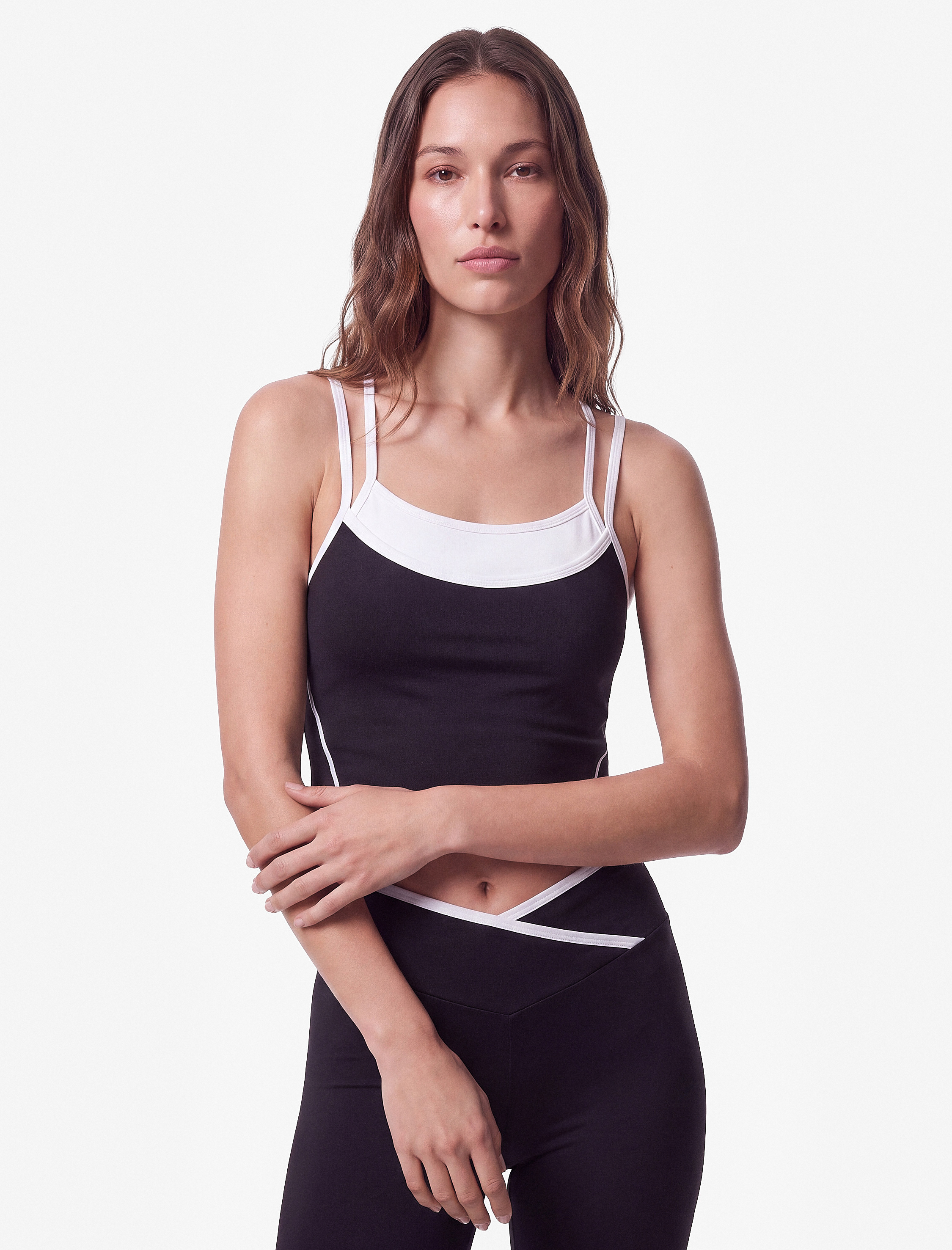   Slim Fit Katlı İp Askılı Biyeli Kolsuz Spor Atlet