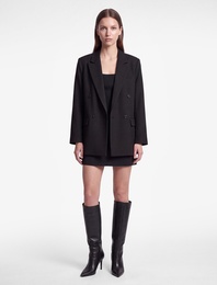 Uzun Kollu Cepli Düğmeli Oversize Kruvaze Blazer Ceket