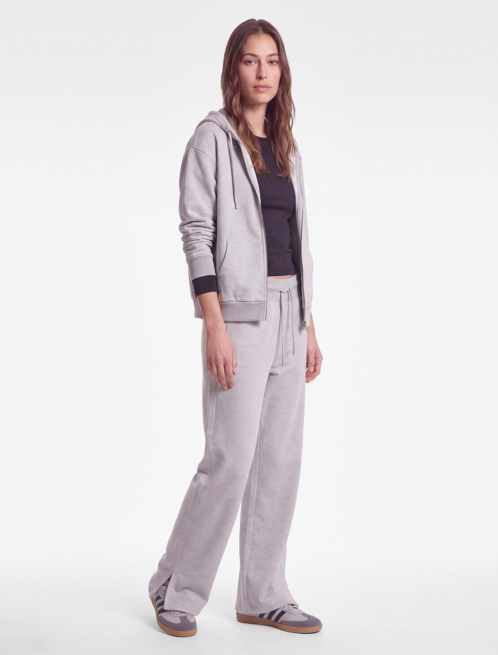  Şardonlu Kanguru Cepli Uzun Kollu Kapüşonlu Fermuarlı Oversize Spor Sweatshirt