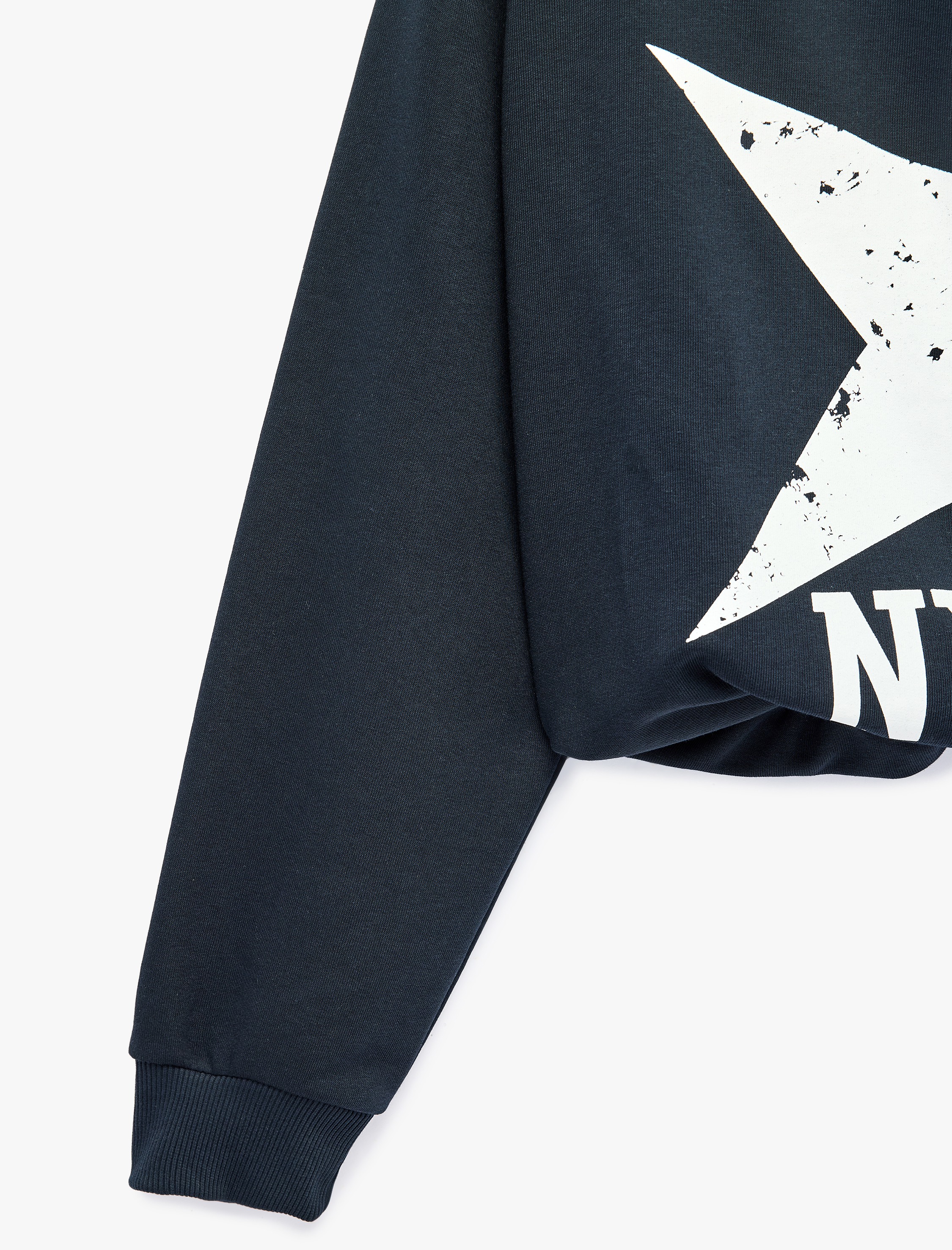   Şardonlu Rahat Kalıp Bisiklet Yaka Uzun Kollu Katmanlı Baskılı Sweatshirt