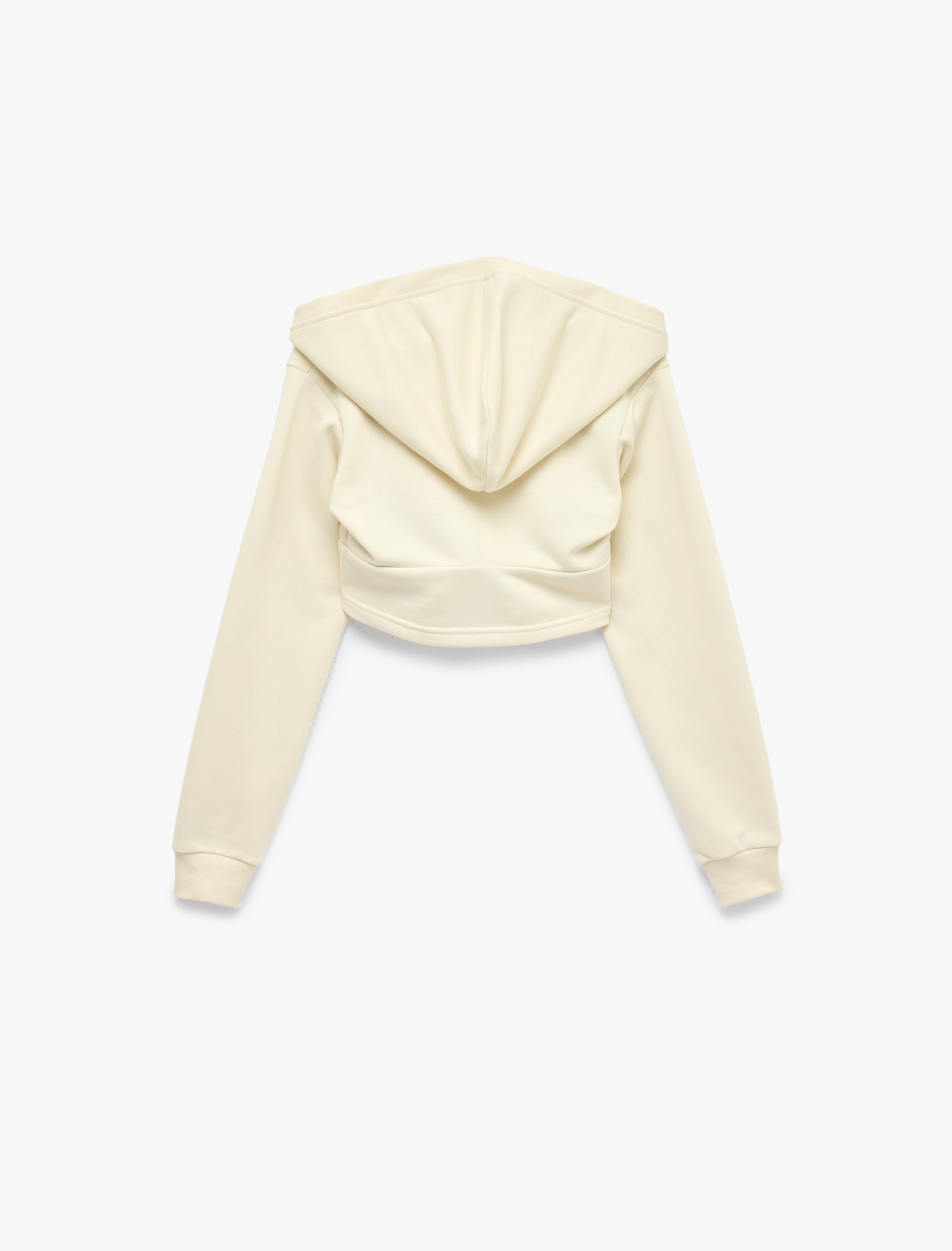   Slim Fit Fermuarlı Kapüşonlu Uzun Kollu Korse Detaylı Sweatshirt