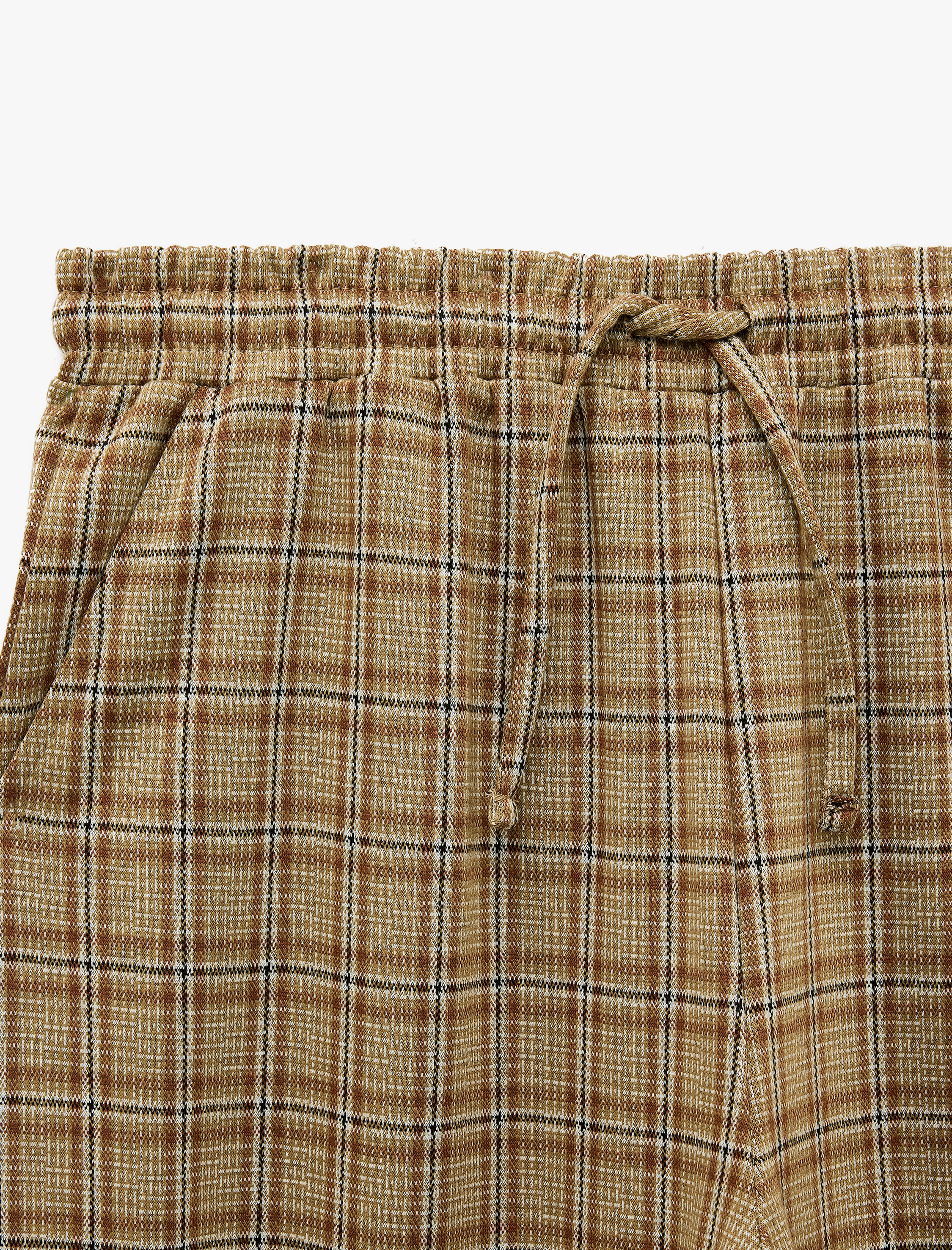   Cepli Rahat Kalıp Beli Bağcıklı Ekose Pantolon