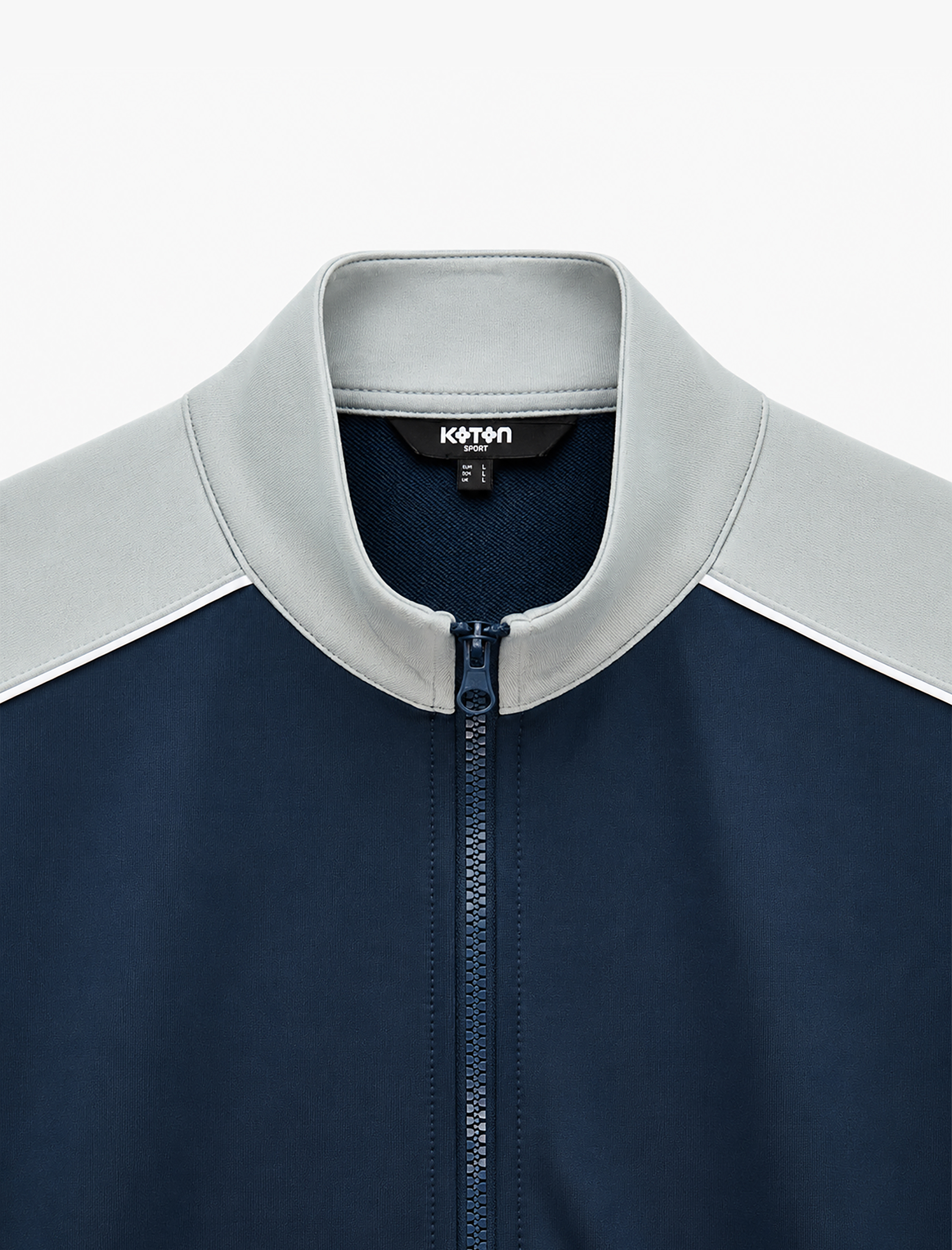   Uzun Kollu Renk Kontrastlı Cepli Dik Yaka Fermuarlı Spor Sweatshirt