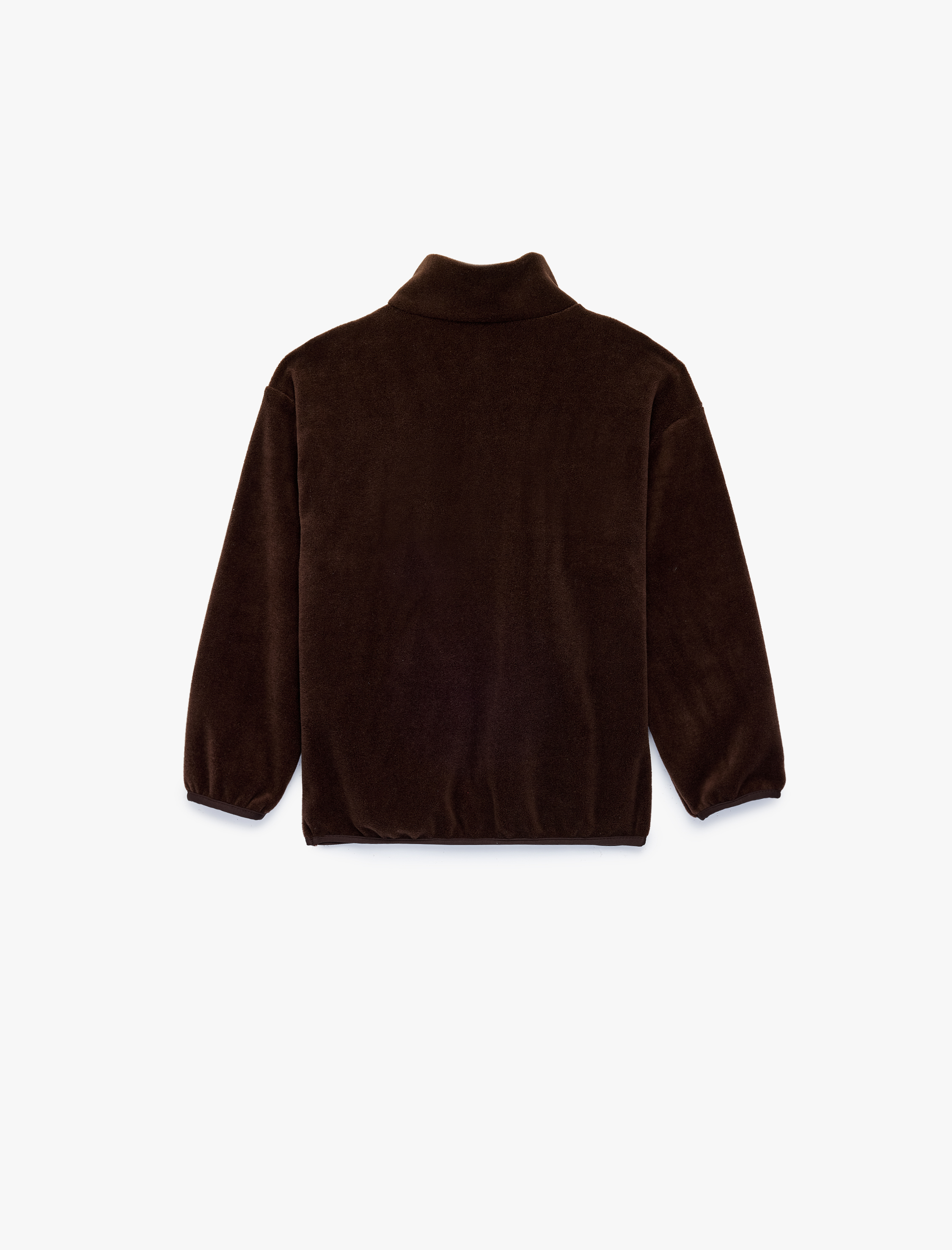  Kız Çocuk Cepli Dik Yaka Uzun Kollu Yarım Fermuarlı Polar Sweatshirt