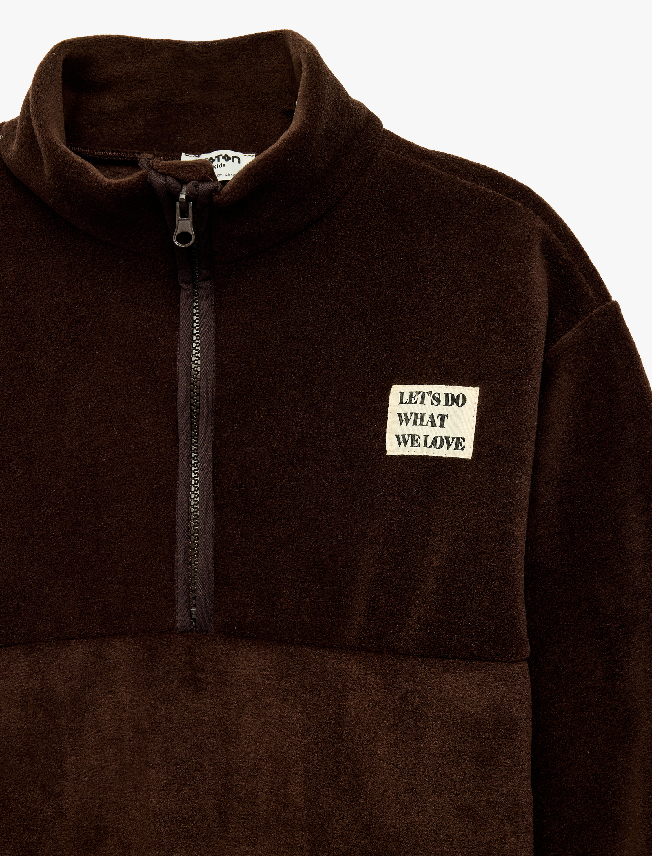  Kız Çocuk Cepli Dik Yaka Uzun Kollu Yarım Fermuarlı Polar Sweatshirt