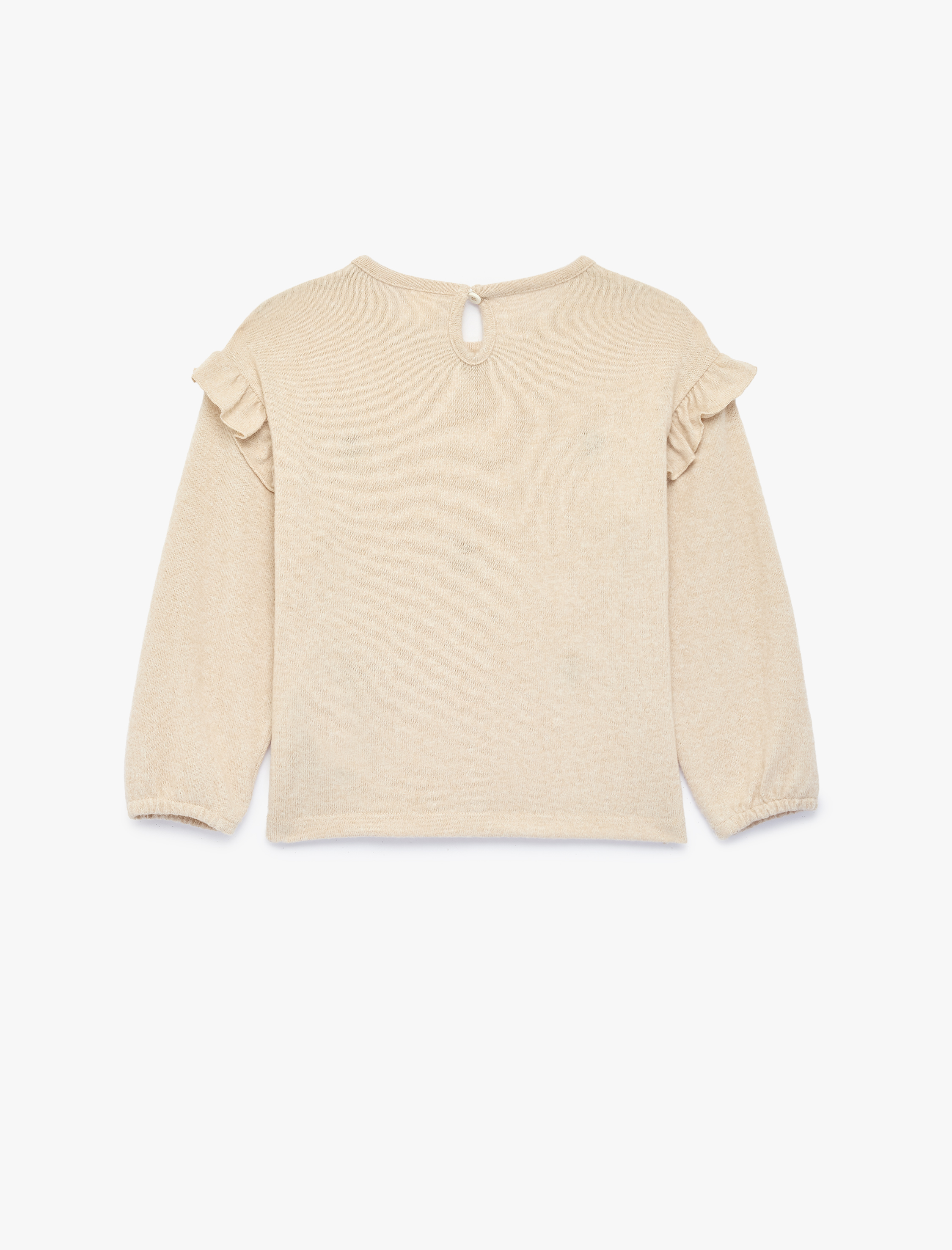  Kız Bebek Çiçek Nakışlı Uzun Kollu Bisiklet Yaka Fırfırlı Sweatshirt