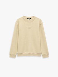 Üç İplik Şardonlu Bisiklet Yaka Uzun Kollu Baskılı Sweatshirt