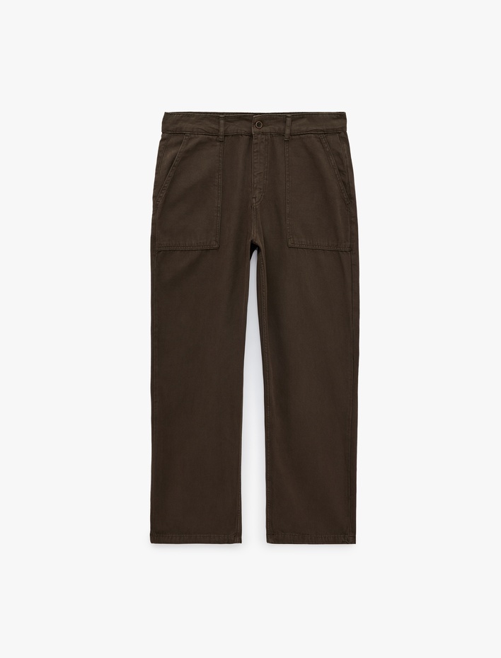  Pamuklu Büyük Cepli Gabardin Pantolon