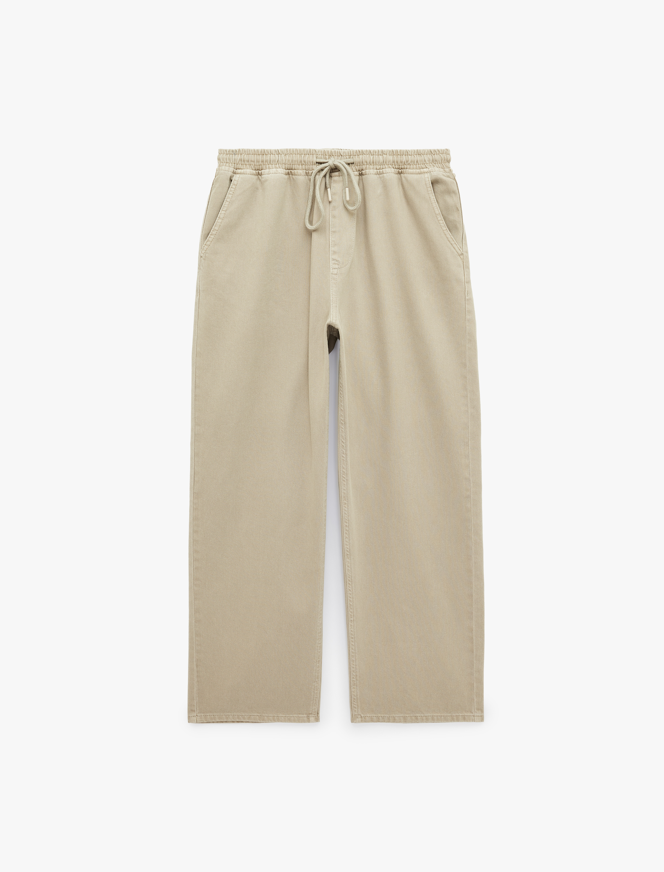   Pamuklu Beli Bağcıklı Cepli Jogger Jean Pantolon