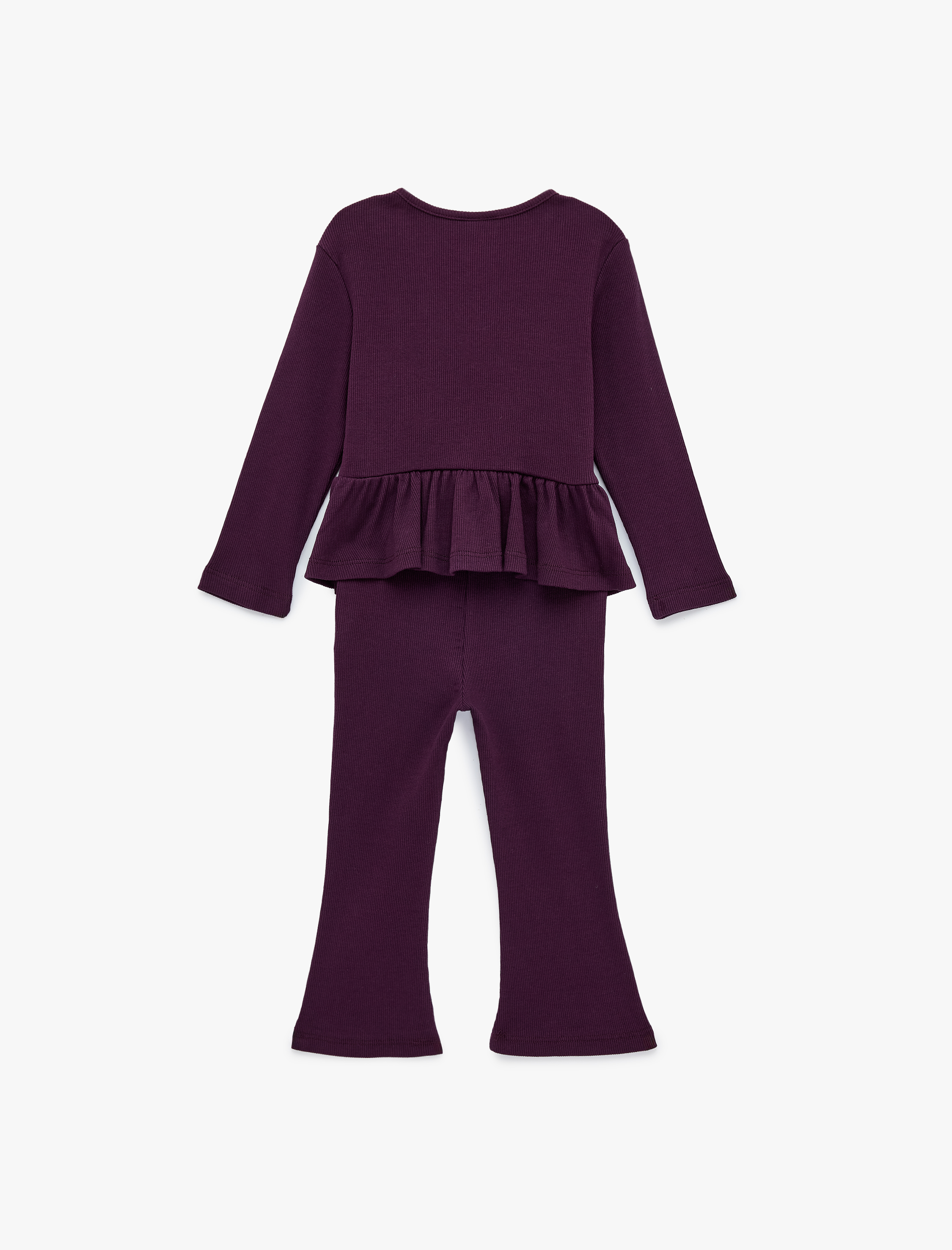  Kız Bebek Fırfırlı Nakışlı Uzun Kollu Bisiklet Yaka 2'li Set