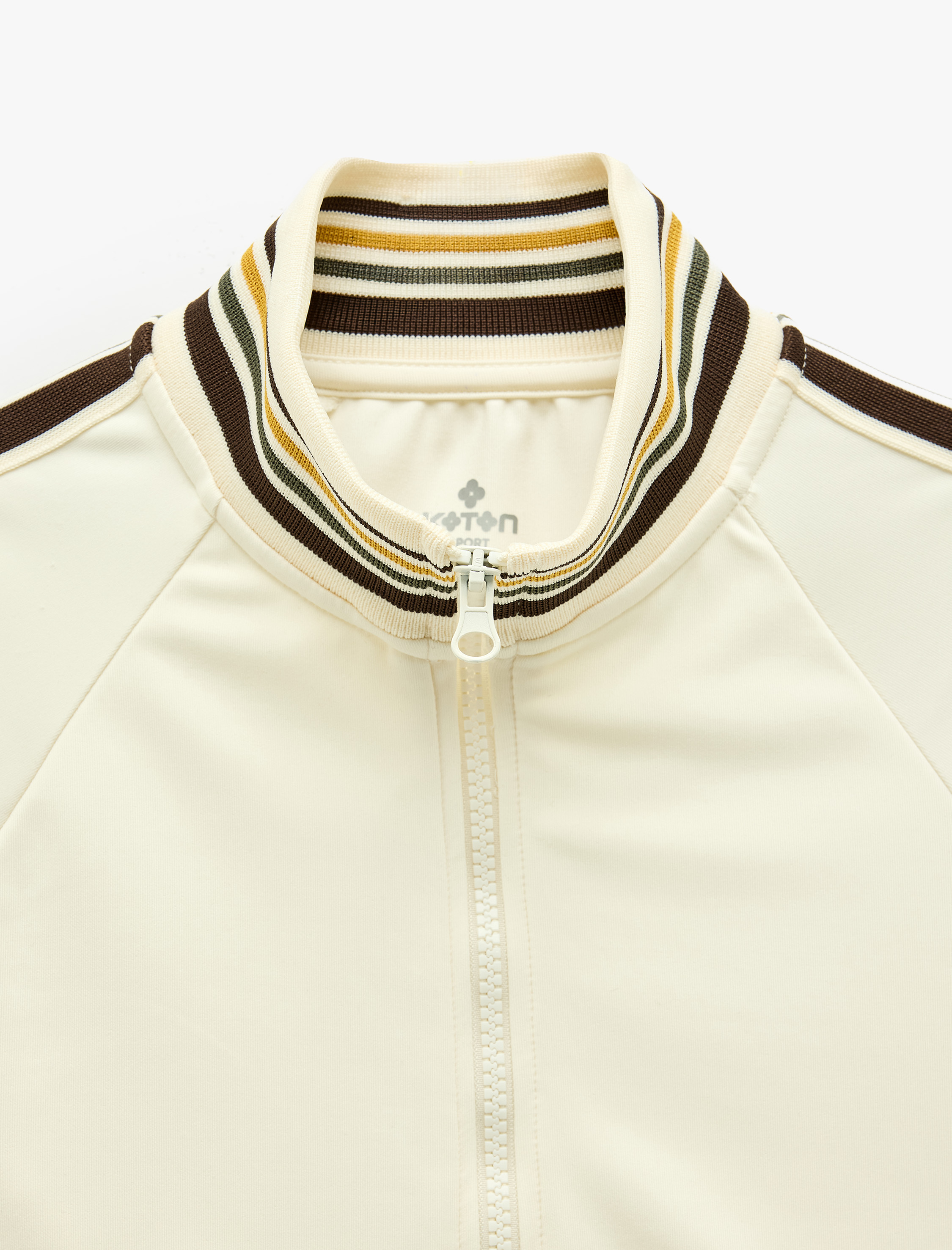   Fermuarlı Dik Yaka Uzun Kollu Slim Fit V Kesim Biyeli Spor Sweatshirt