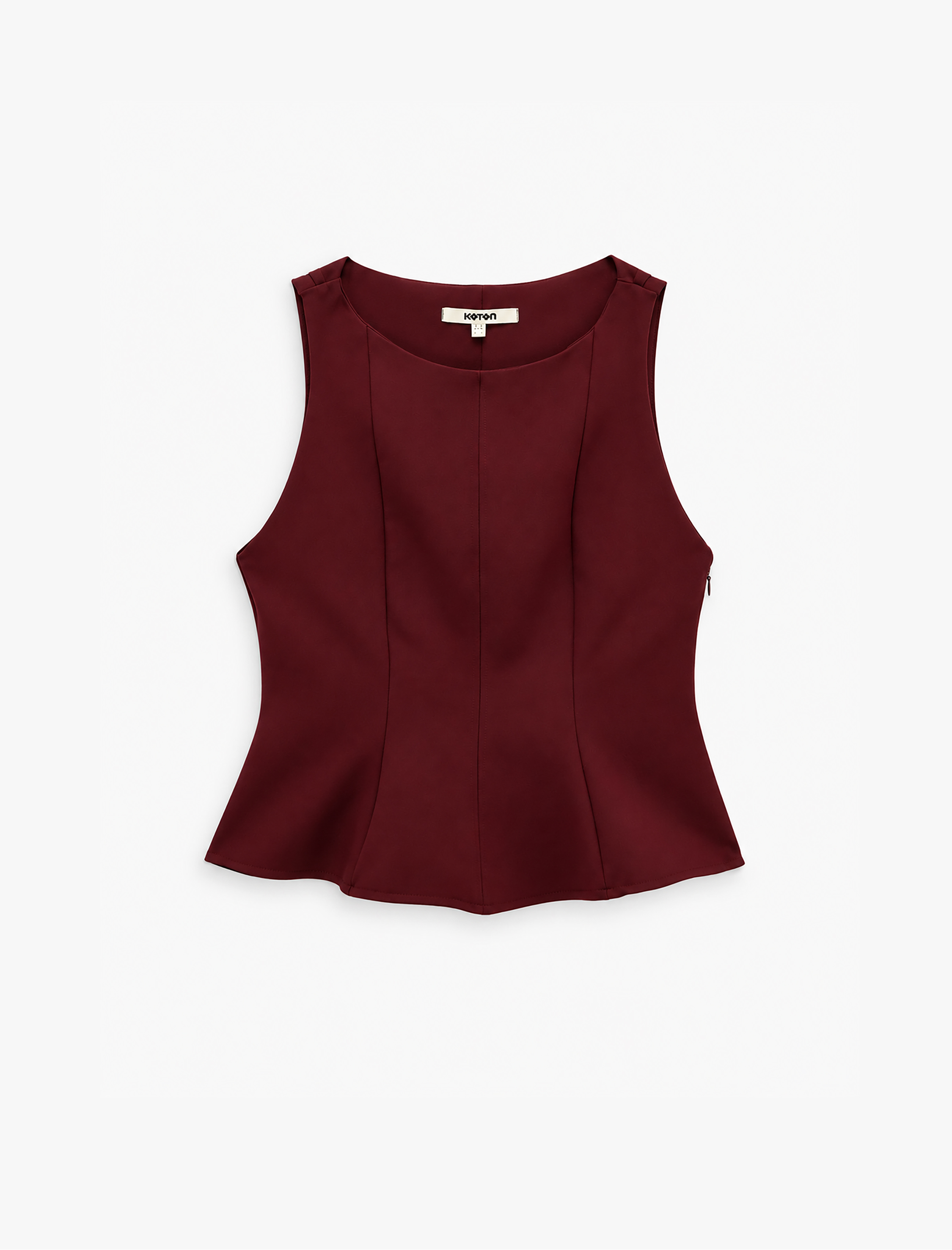  Bisiklet Yaka Slim Fit Peplum Bluz