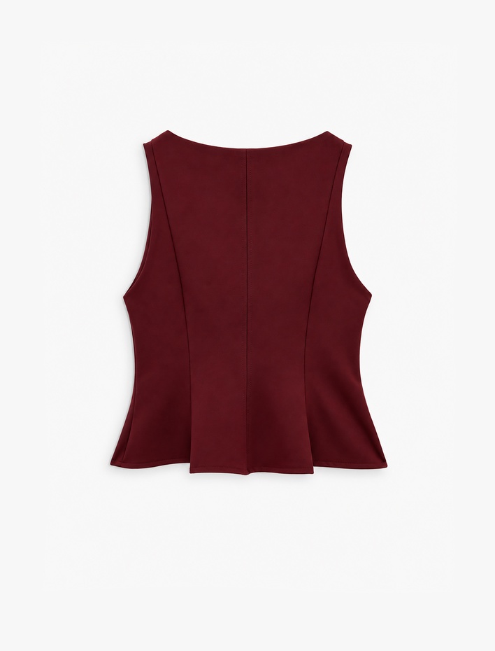  Bisiklet Yaka Slim Fit Peplum Bluz