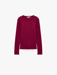 Modal Kumaş Slim Fit Bisiklet Yaka Uzun Kollu Tişört