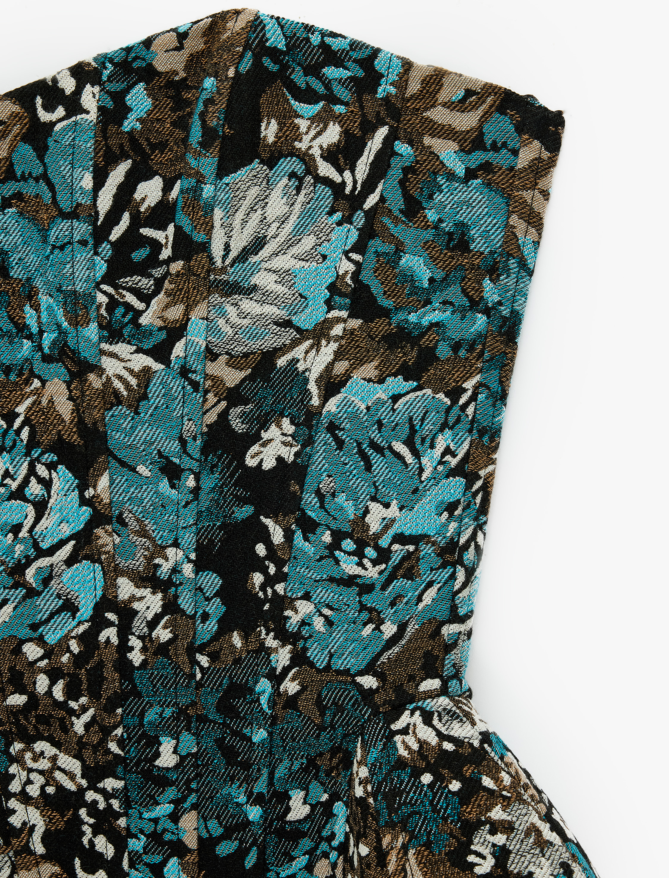   Slim Fit Kalp Yaka Kolsuz Çiçekli Peplum Korse Büstiyer Bluz