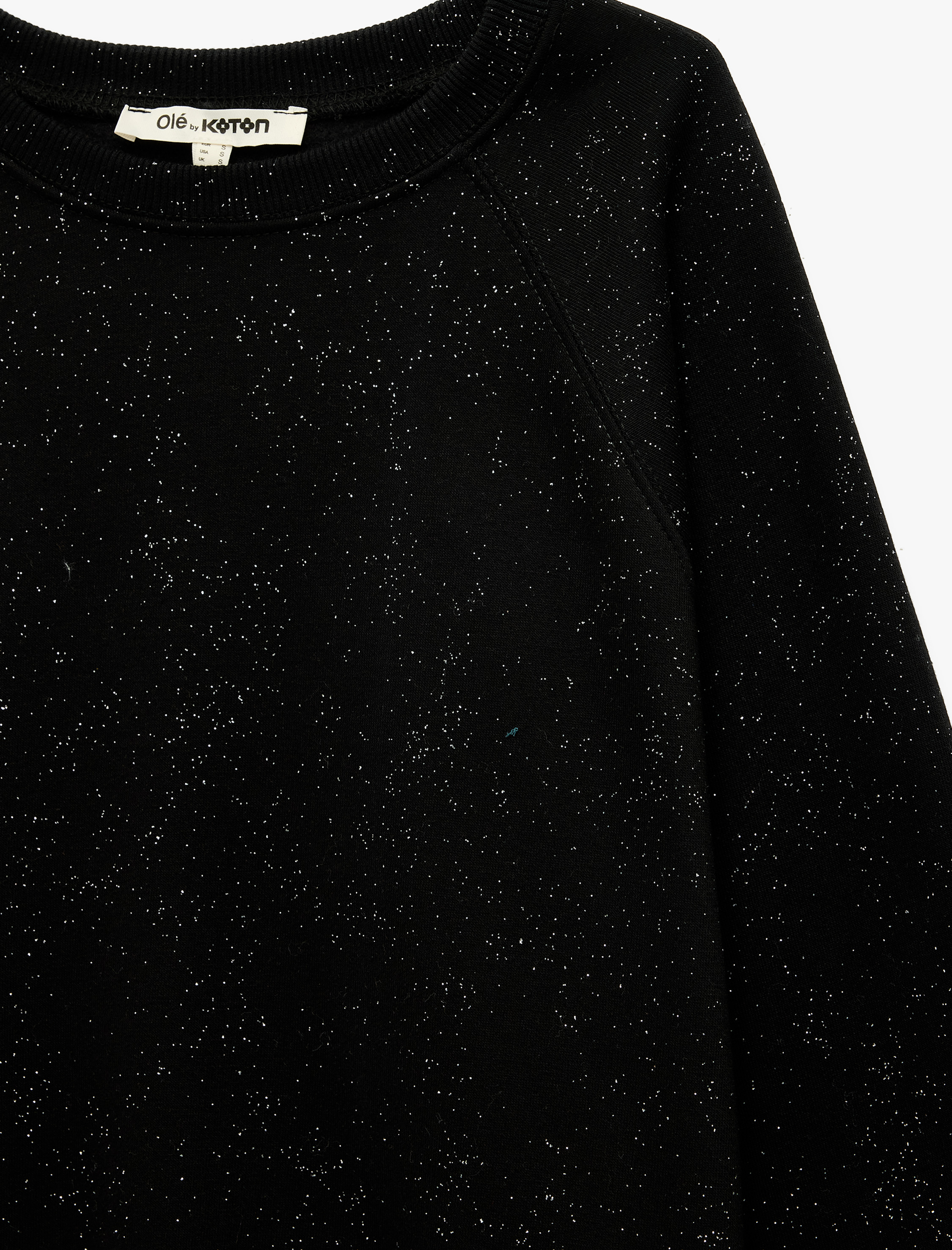   Simli Şardonlu Rahat Kalıp Reglan Kollu Bisiklet Yaka Sweatshirt