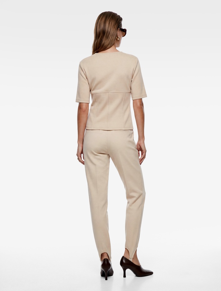  Slim Fit Bisiklet Yaka Kısa Kollu Balenli Korse Detaylı Tişört