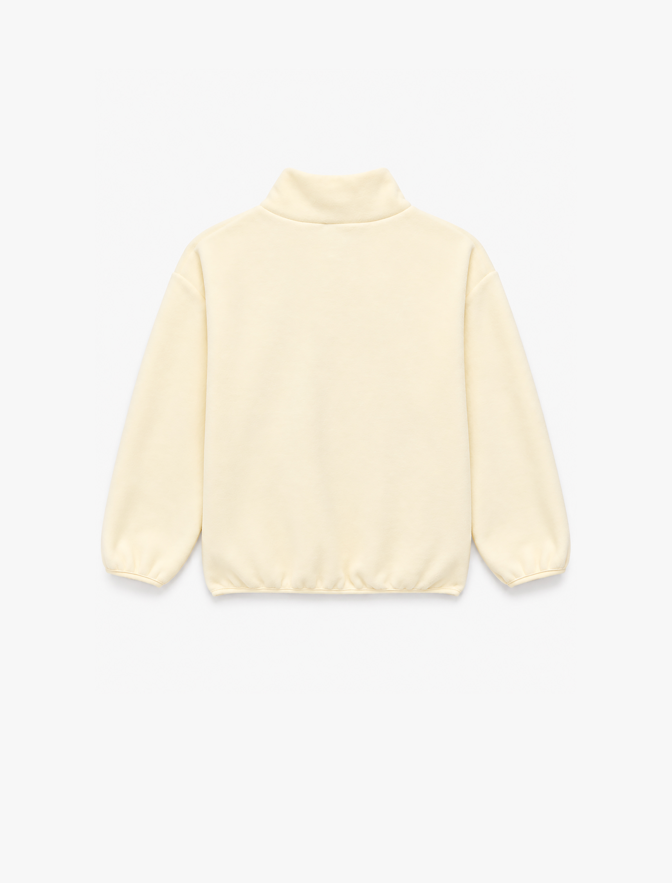  Kız Çocuk Cepli Dik Yaka Uzun Kollu Yarım Fermuarlı Polar Sweatshirt