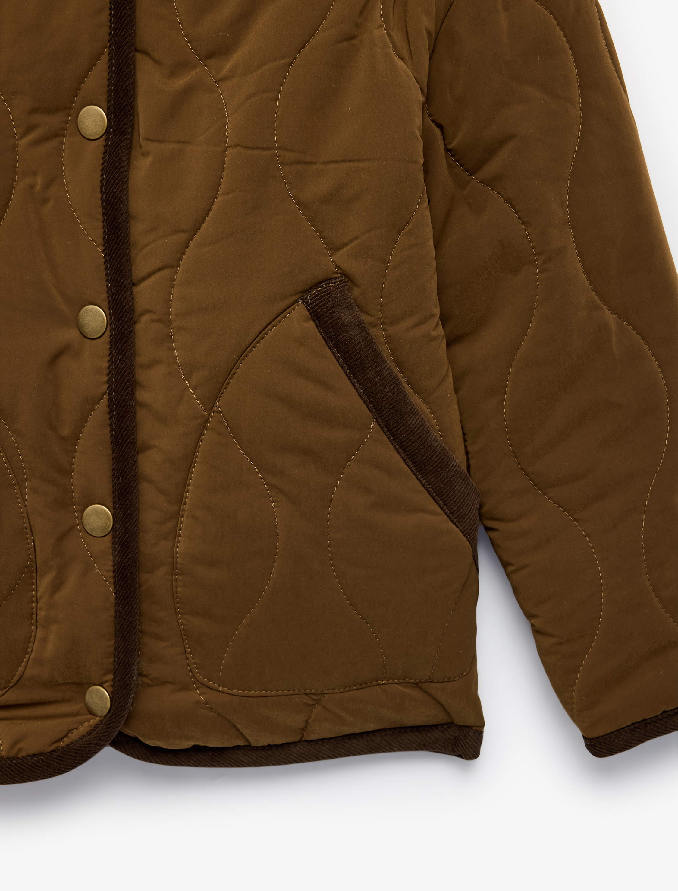  Kız Çocuk Cepli Klasik Yaka Uzun Kollu Oversize Kapitoneli Ceket