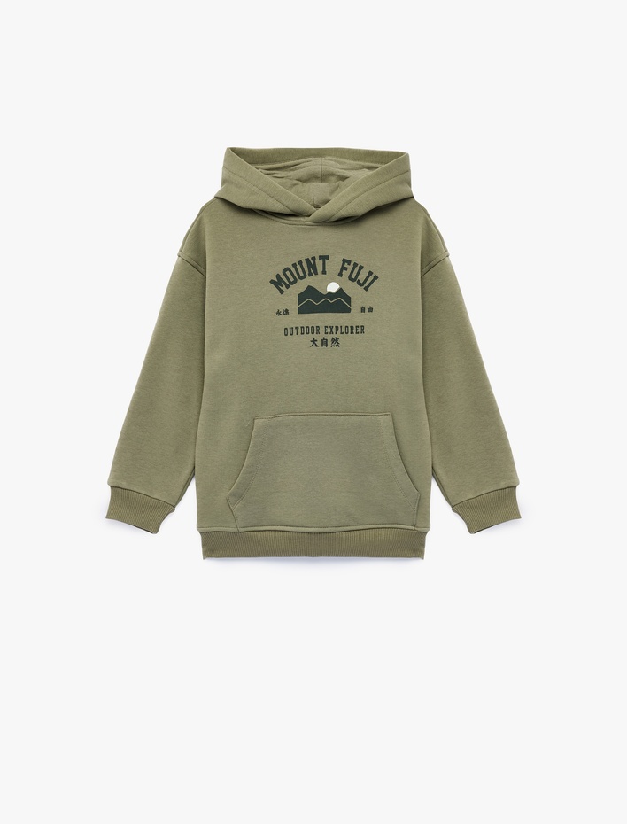 Erkek Çocuk Baskılı Şardonlu Uzun Kollu Kapşonlu Sweatshirt