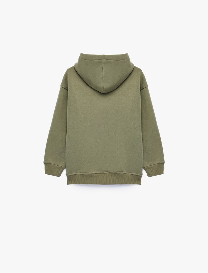 Erkek Çocuk Baskılı Şardonlu Uzun Kollu Kapşonlu Sweatshirt