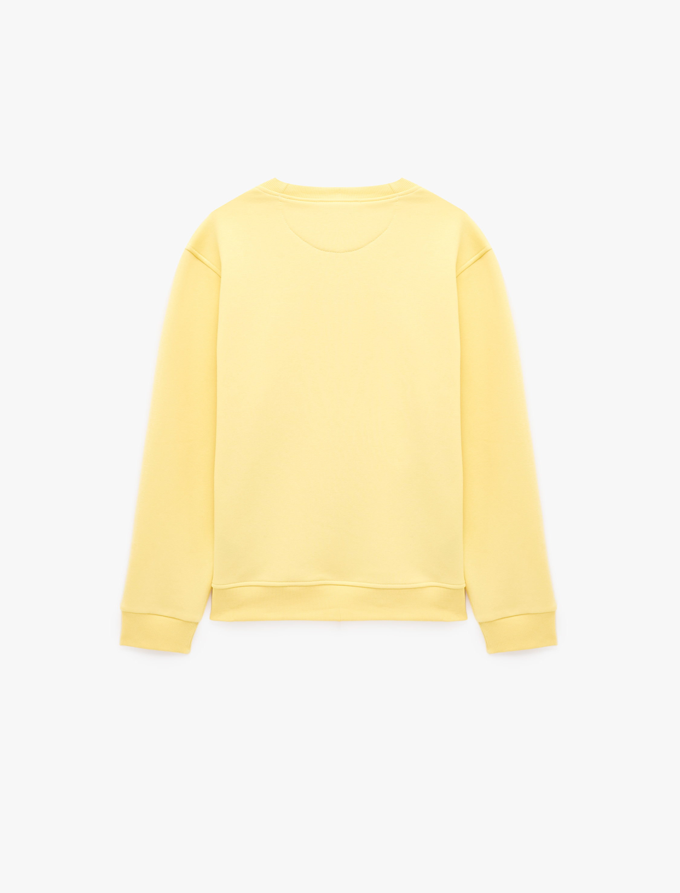   Şardonlu Baskılı Bisiklet Yaka Uzun Kollu Sweatshirt