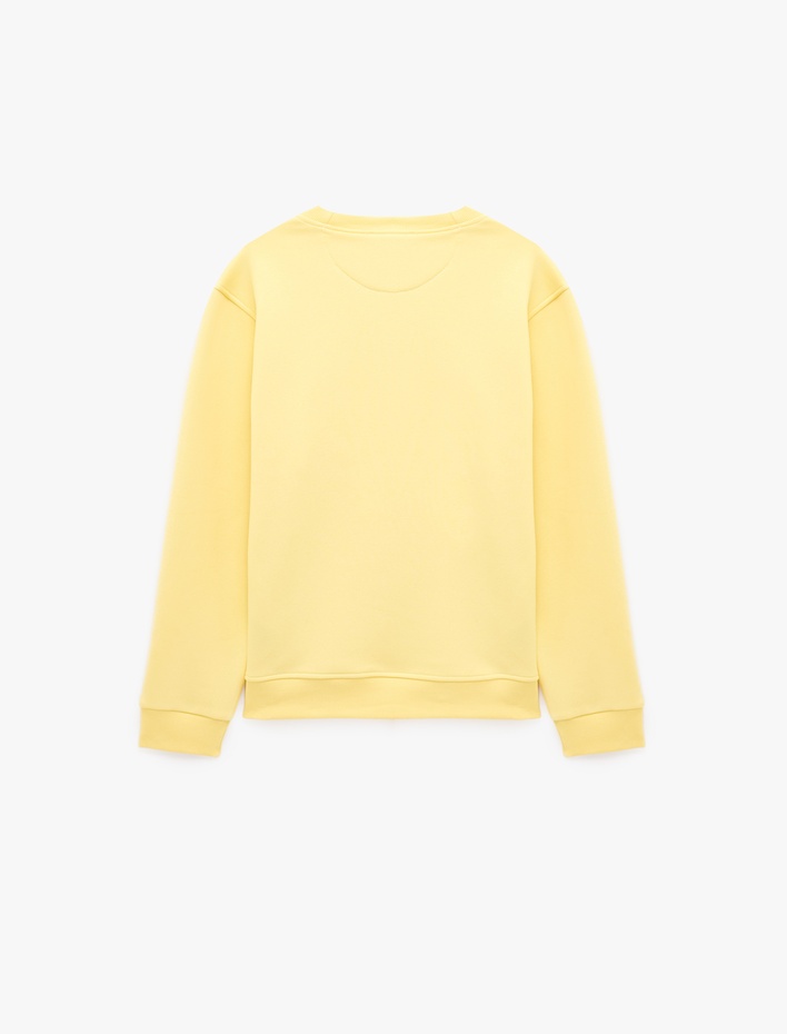  Şardonlu Baskılı Bisiklet Yaka Uzun Kollu Sweatshirt