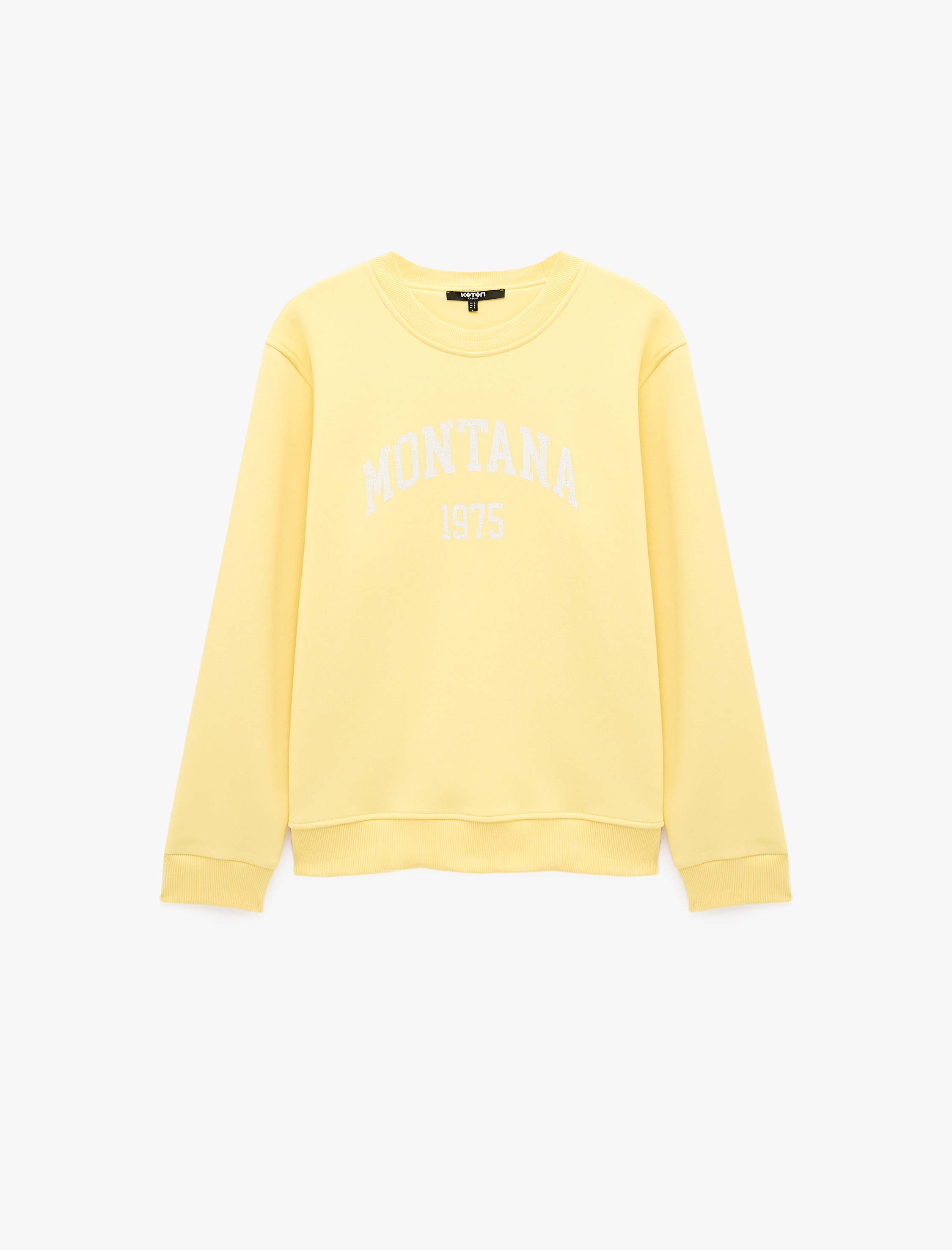   Şardonlu Baskılı Bisiklet Yaka Uzun Kollu Sweatshirt