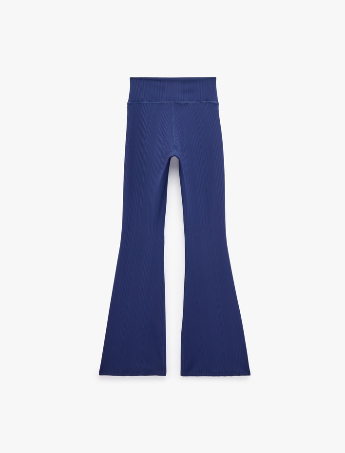  Dikiş Detaylı Slim Fit İspanyol Paça Spor Tayt