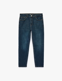 Normal Bel Cepli Pamuklu Tapered Jean Pantolon - Tapered Jeans