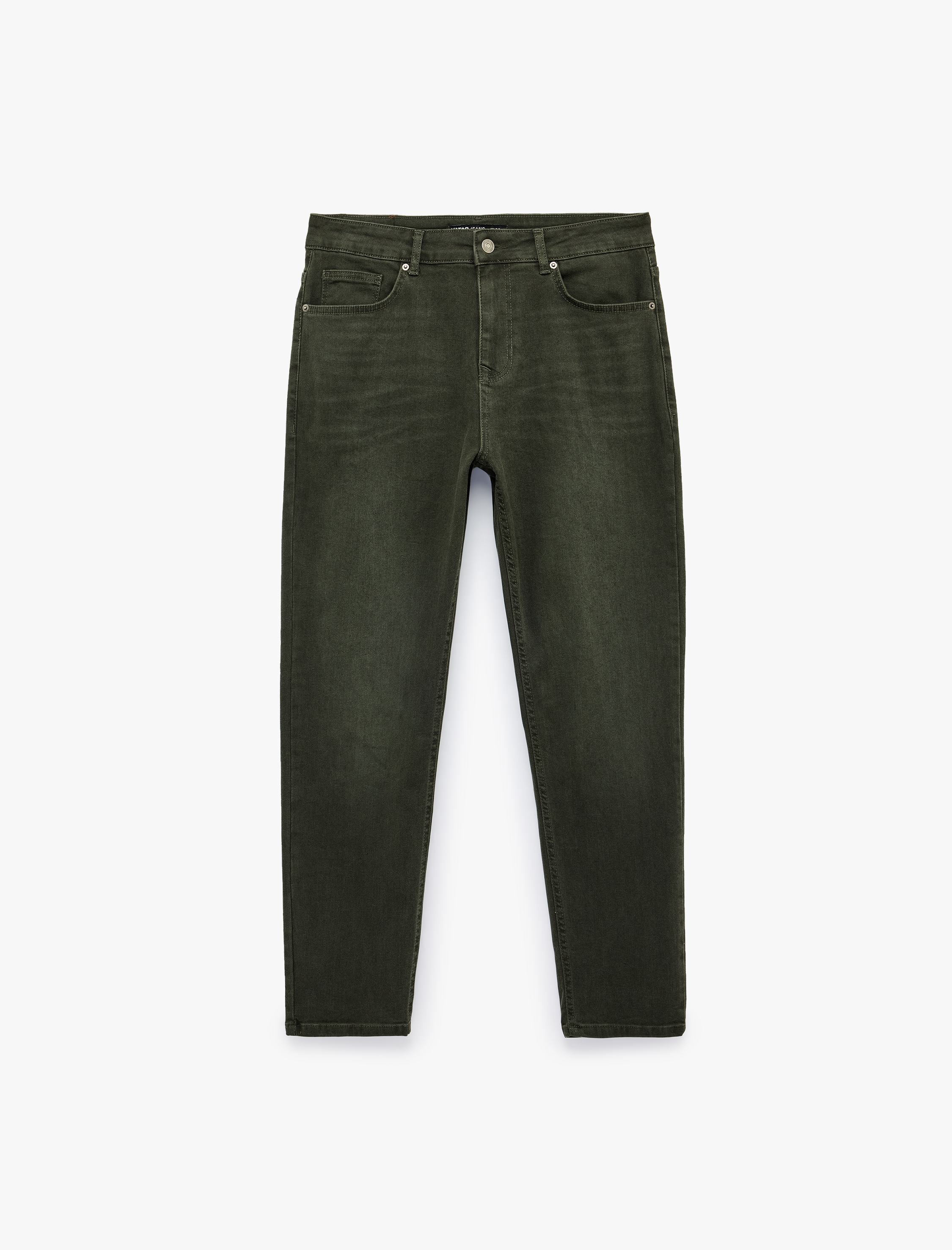   Regular Fit Cepli Düz Paça Pamuklu Denim Pantolon - Tapered Jeans