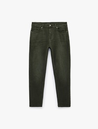 Regular Fit Cepli Düz Paça Pamuklu Denim Pantolon - Tapered Jeans