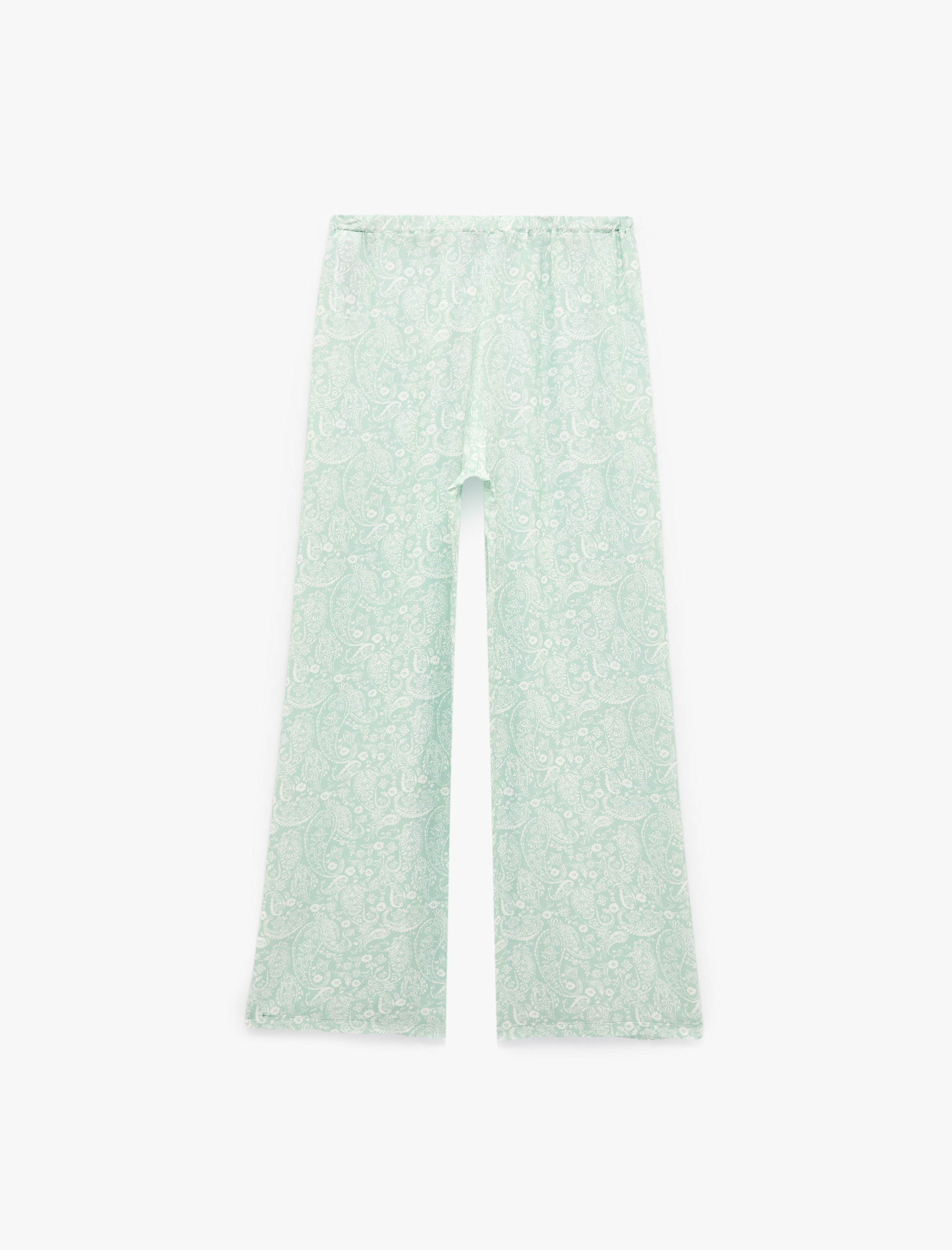   Rahat Kesim Çiçek Desenli Beli Bağcıklı Viskon Pijama Altı